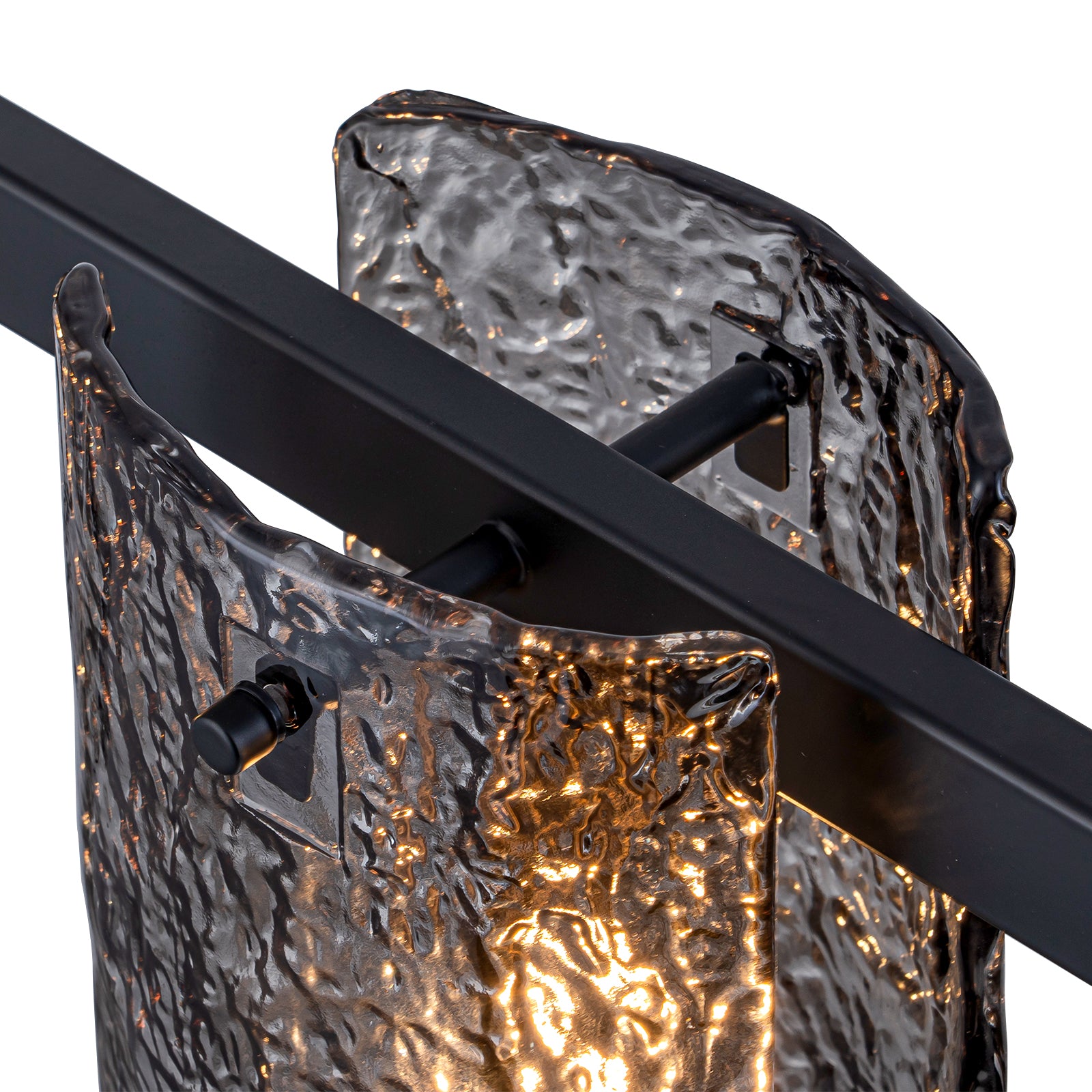 Glowlings 5-Light Modern 47"Wide Large Textured Smoky Gray Glass Linear Pendant Light