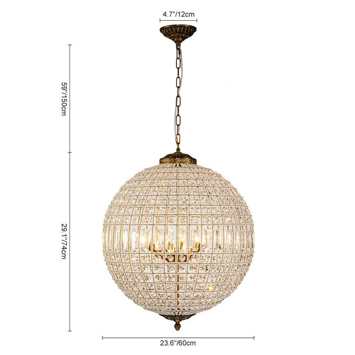 Glowlings 1/3/5-Light Luxury Brass Globe Crystal Chandelier For Livingroom