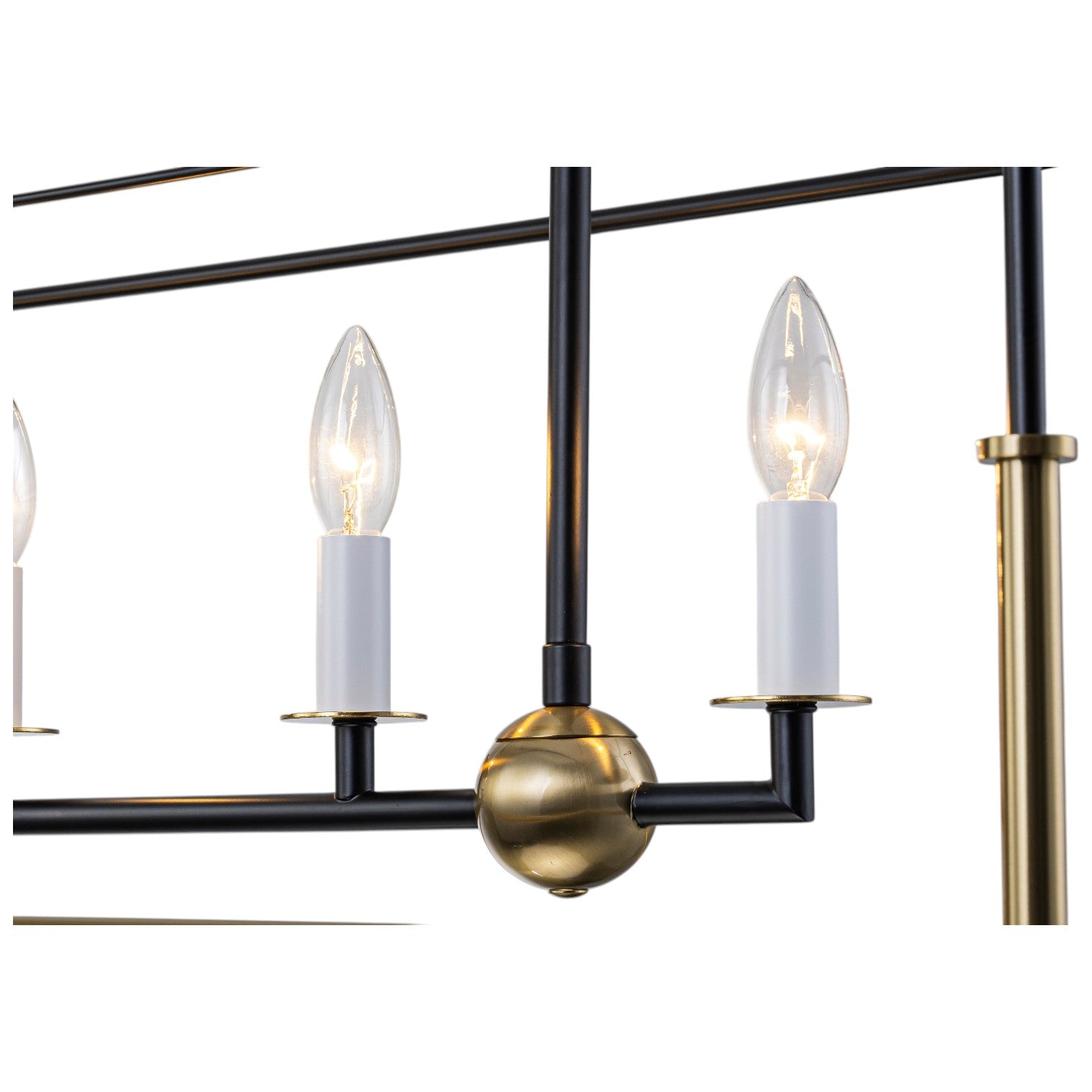 Glowlings 5-Light Modern 43"Wide Antiqued Brass and Black Large Rectangular Linear Chandelier