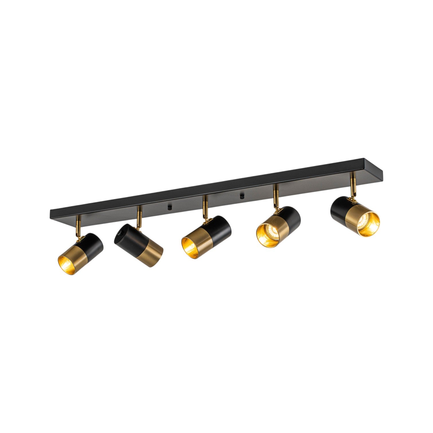 Glowlings 5-Light Modern Black and Antique Brass Track Lighting Kit 180° Rotatable Directional Flush Mount