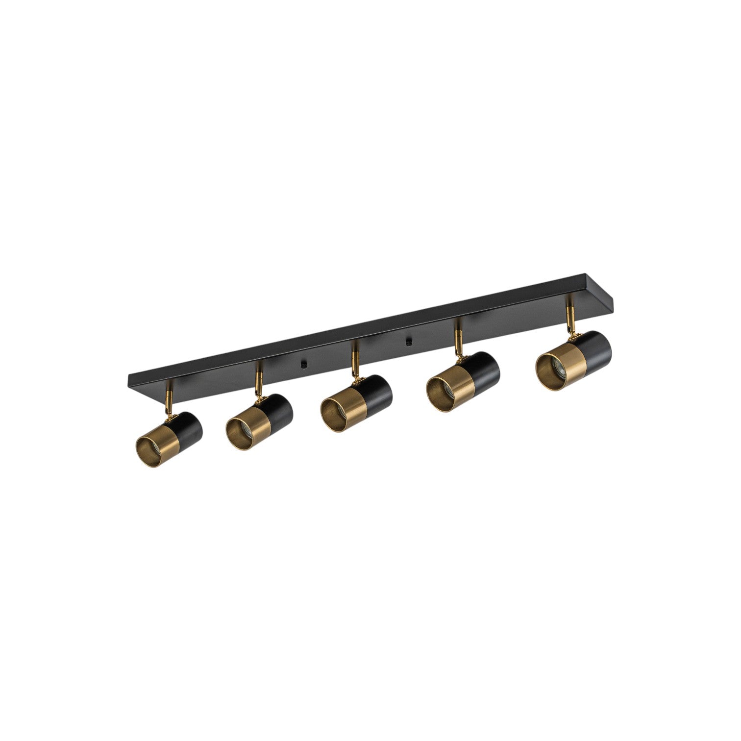 Glowlings 5-Light Modern Black and Antique Brass Track Lighting Kit 180° Rotatable Directional Flush Mount