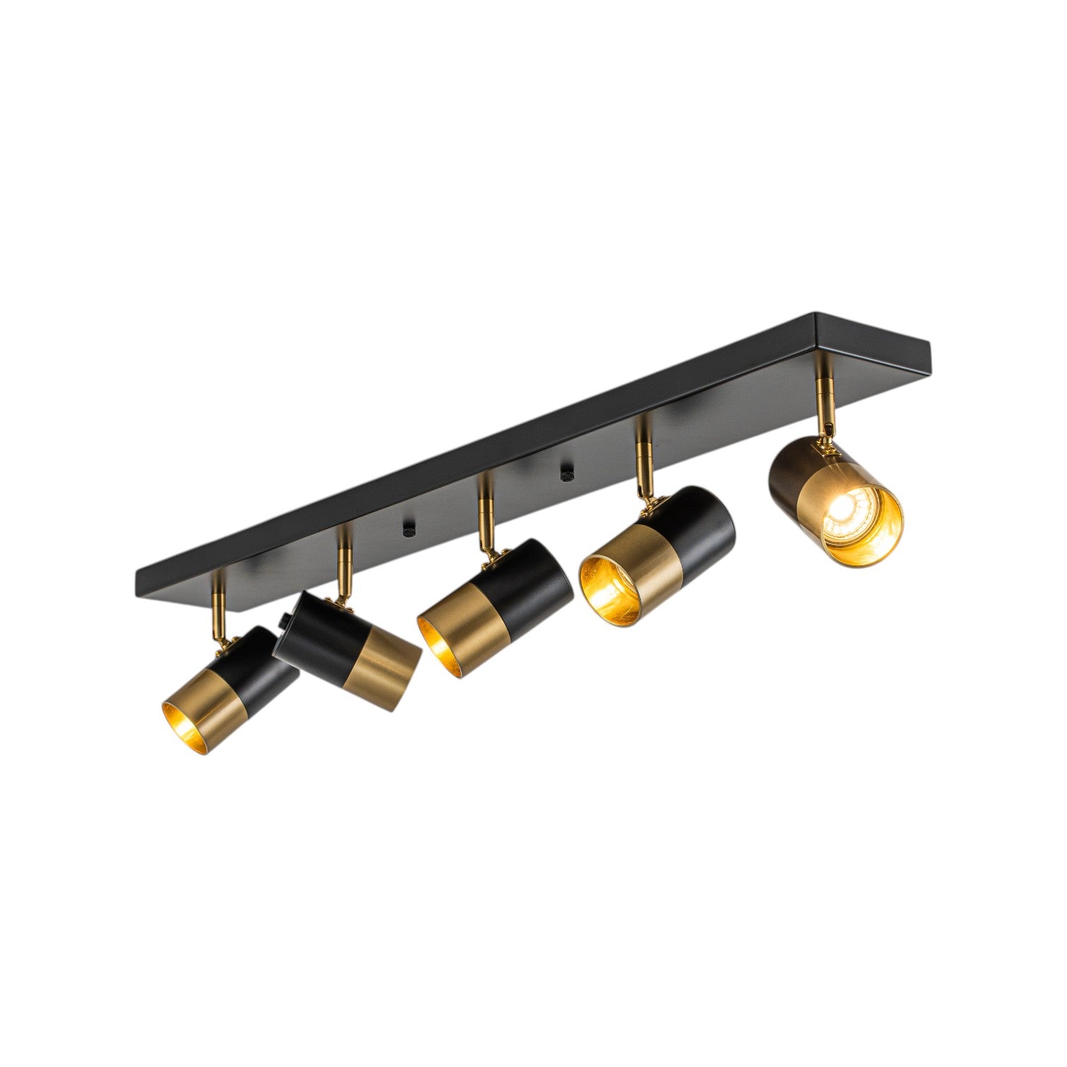 Glowlings 5-Light Modern Black and Antique Brass Track Lighting Kit 180° Rotatable Directional Flush Mount