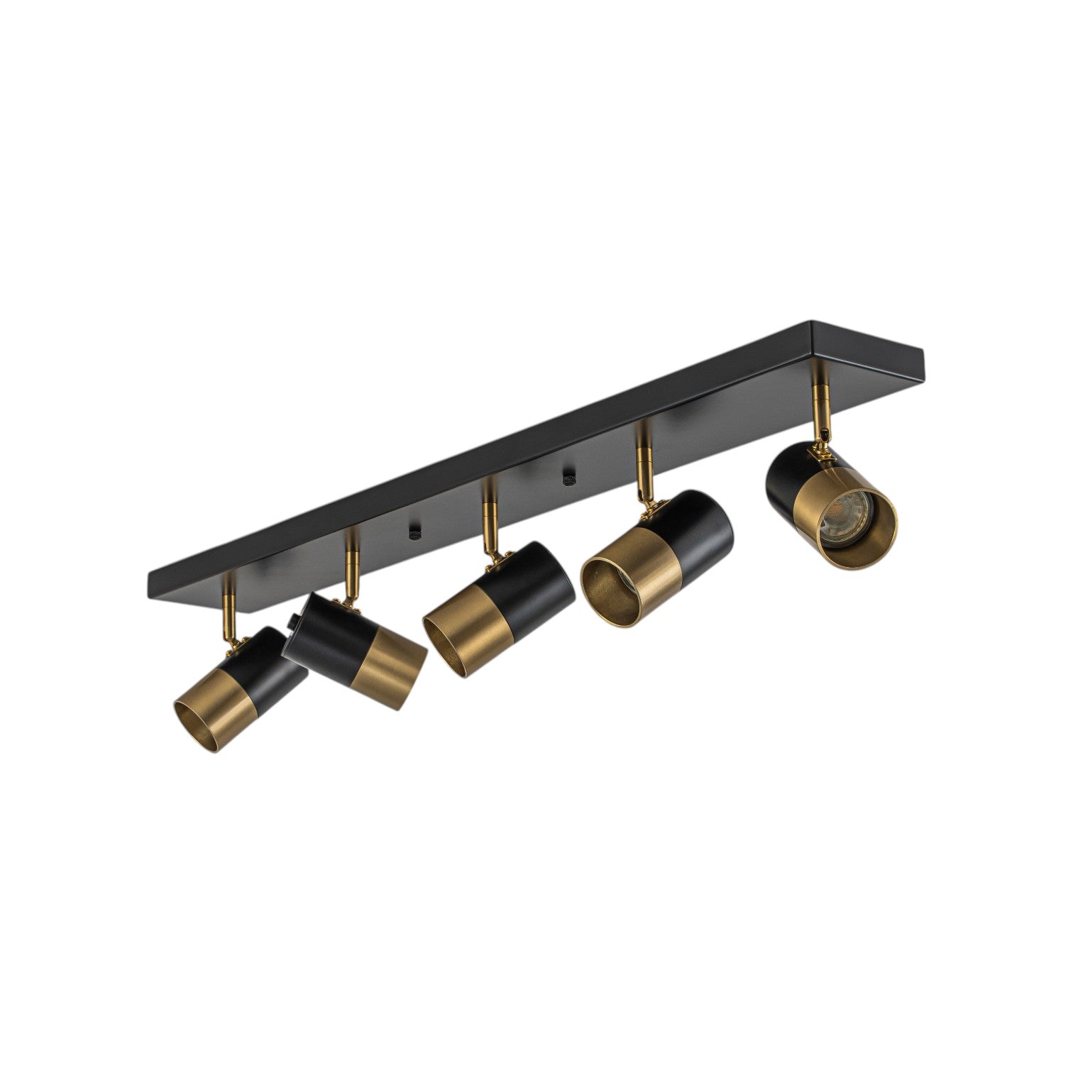 Glowlings 5-Light Modern Black and Antique Brass Track Lighting Kit 180° Rotatable Directional Flush Mount