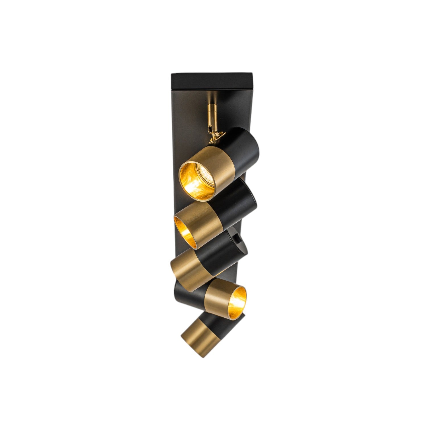 Glowlings 5-Light Modern Black and Antique Brass Track Lighting Kit 180° Rotatable Directional Flush Mount