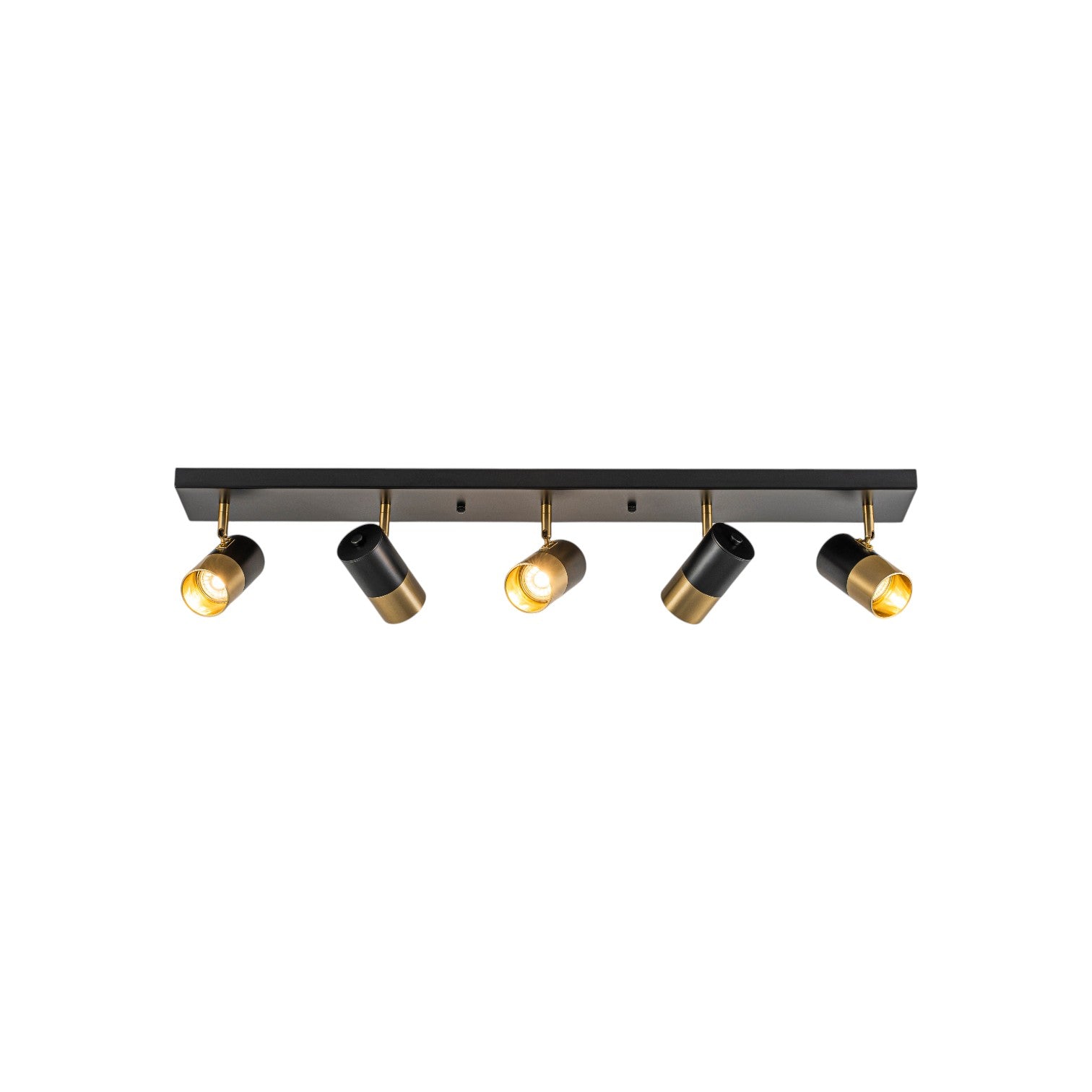 Glowlings 5-Light Modern Black and Antique Brass Track Lighting Kit 180° Rotatable Directional Flush Mount