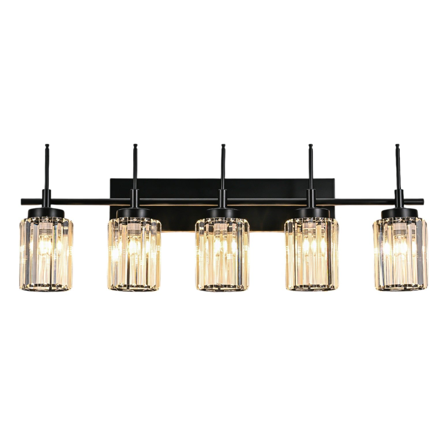 Glowlings 1/2/3/4/5-Light Modern Black/Gold Dimmable Round Crystal Bathroom Vanity Light