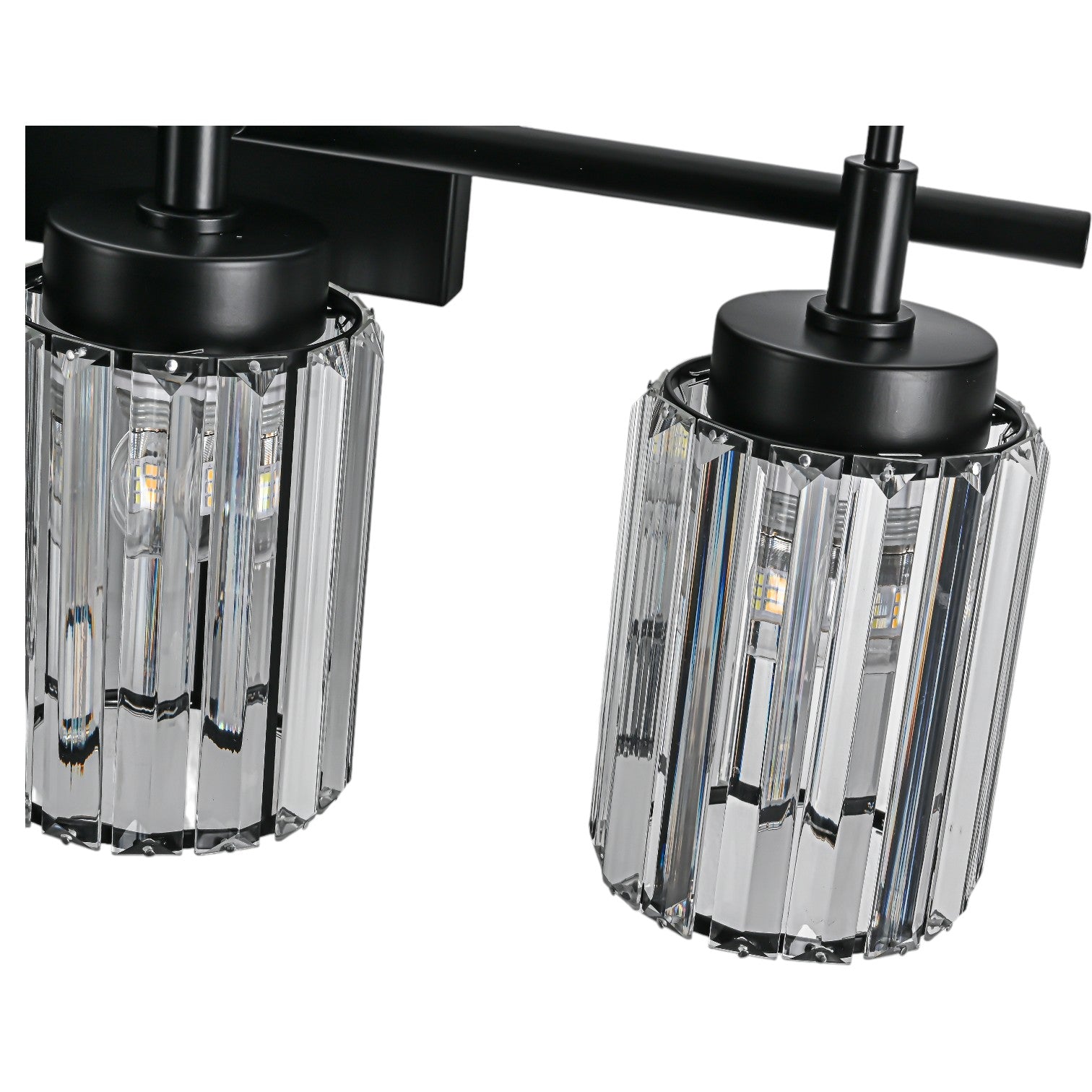 Glowlings 1/2/3/4/5-Light Modern Black/Gold Dimmable Round Crystal Bathroom Vanity Light