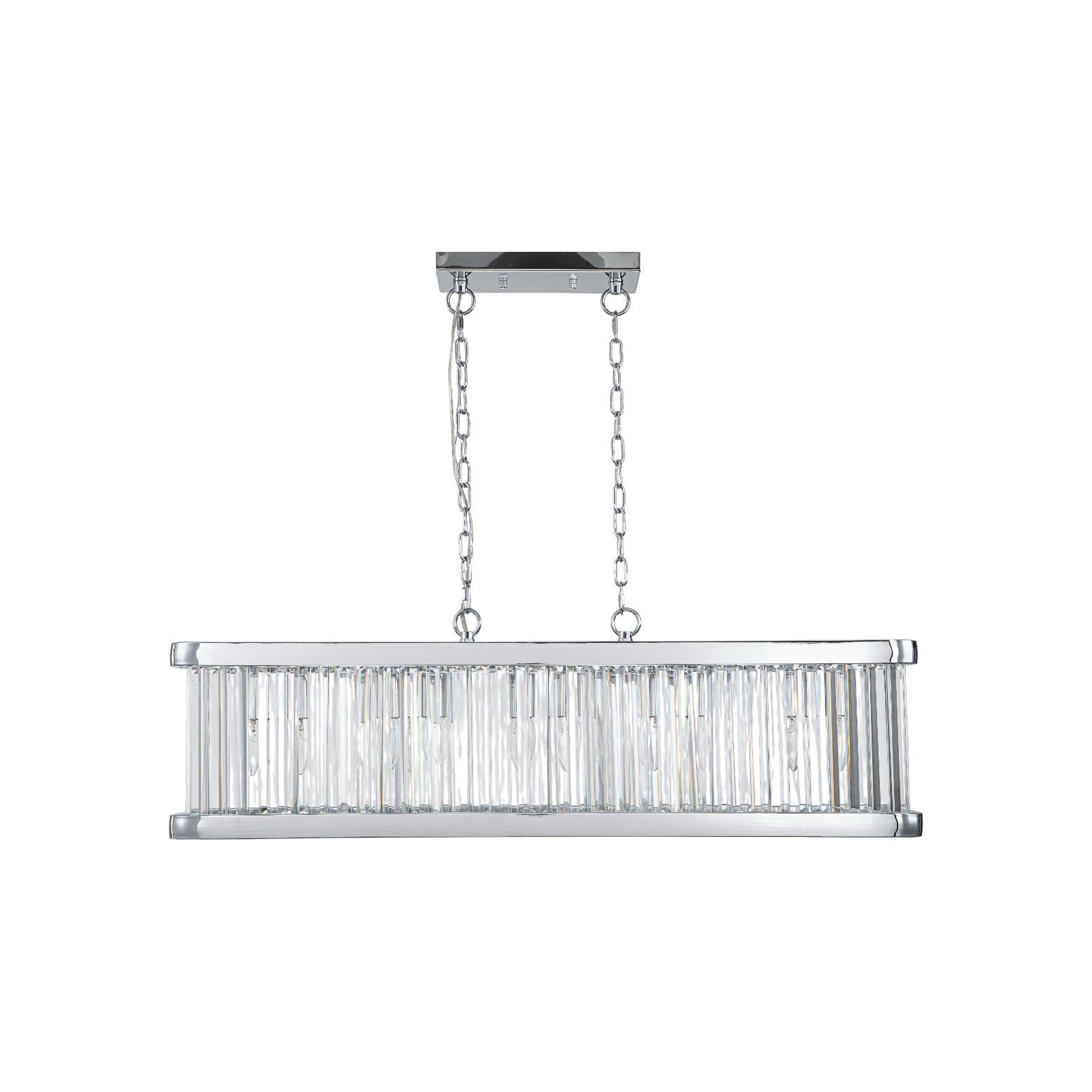 Glowlings 5-Light Modern 36"Wide Chrome Linear Rectangular Kitchen Island Crystal Chandelier