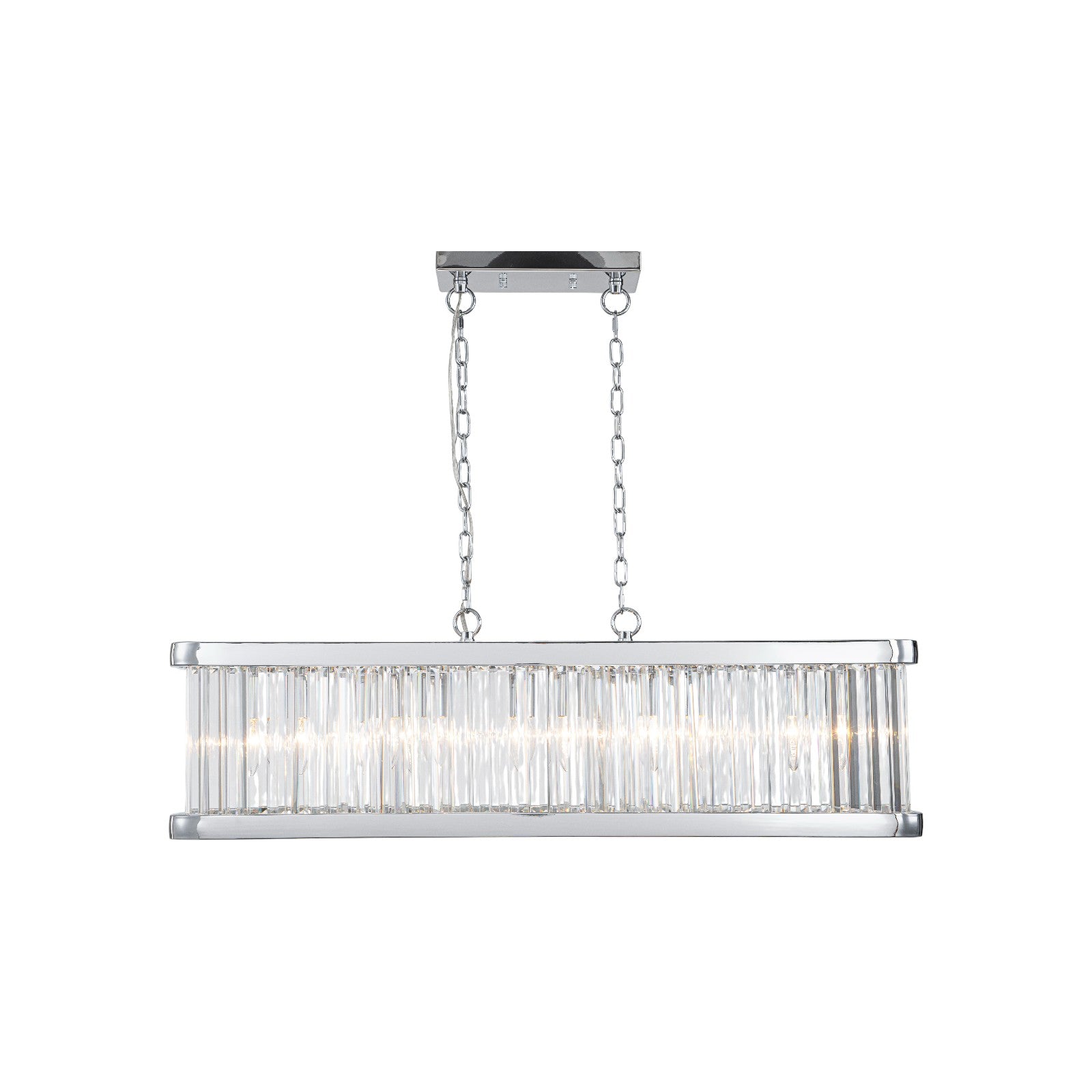 Glowlings 5-Light Modern 36"Wide Chrome Linear Rectangular Kitchen Island Crystal Chandelier