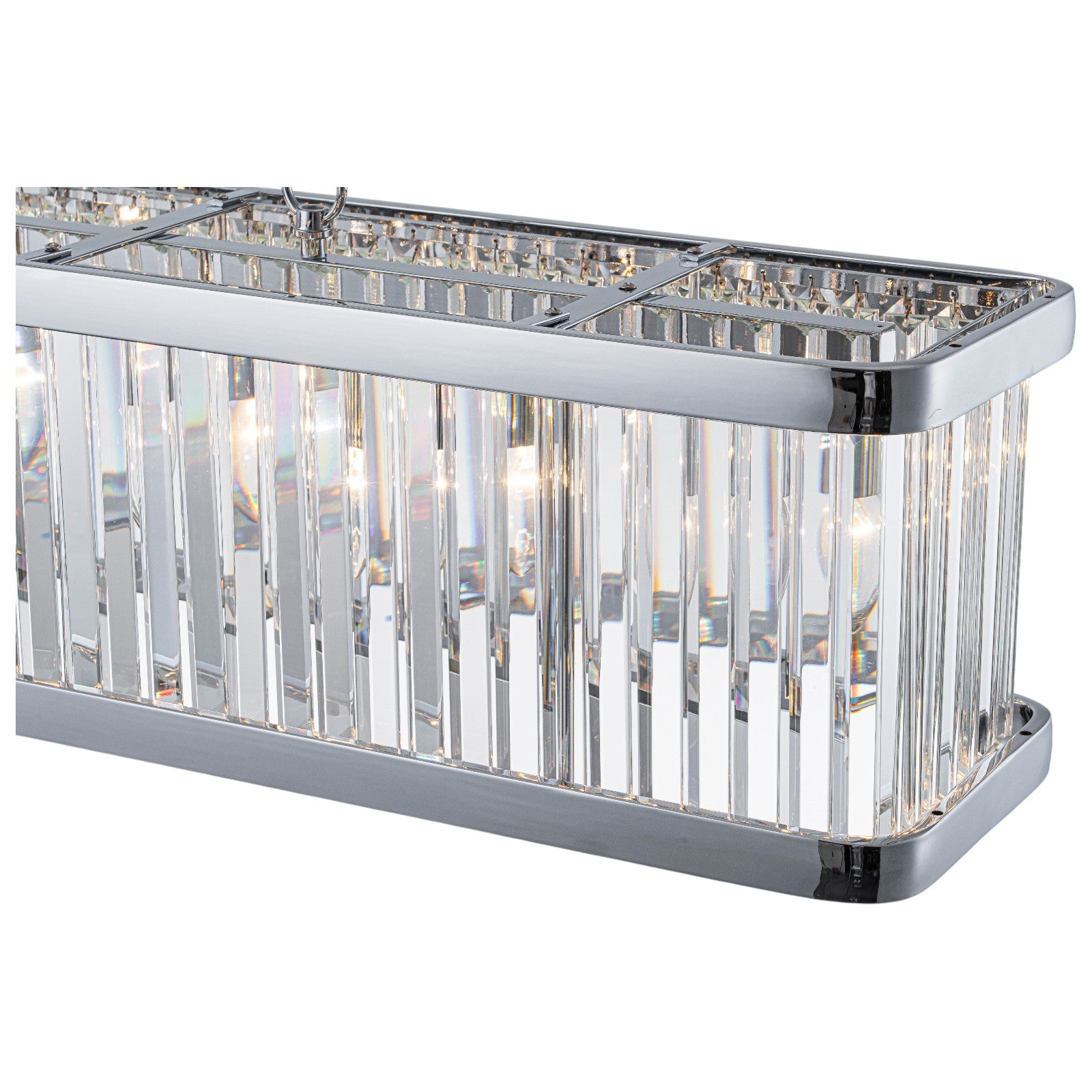 Glowlings 5-Light Modern 36"Wide Chrome Linear Rectangular Kitchen Island Crystal Chandelier