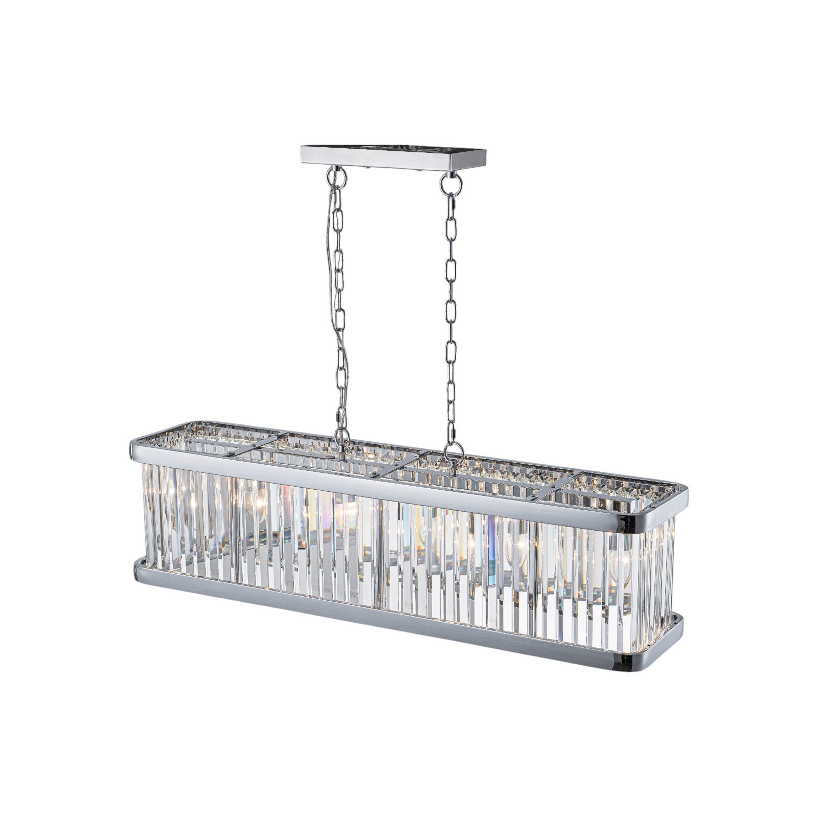 Glowlings 5-Light Modern 36"Wide Chrome Linear Rectangular Kitchen Island Crystal Chandelier