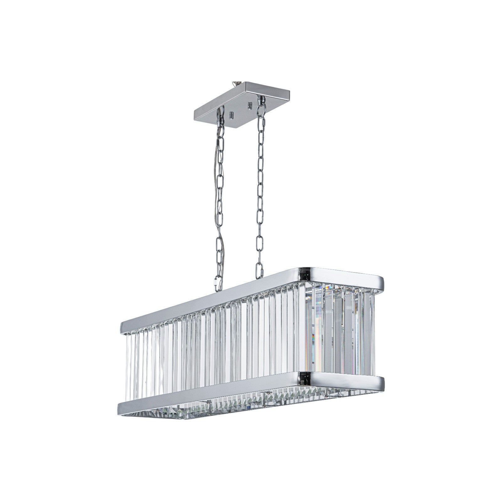 Glowlings 5-Light Modern 36"Wide Chrome Linear Rectangular Kitchen Island Crystal Chandelier