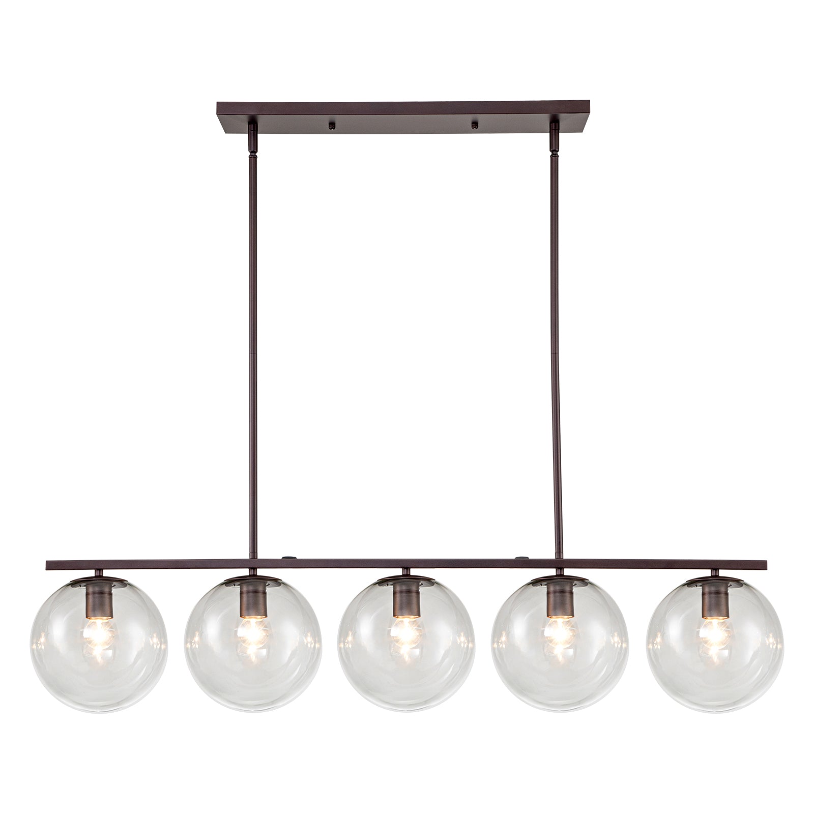 Glowlings 5-Light Modern Clear Glass Globe Linear Pendant Light