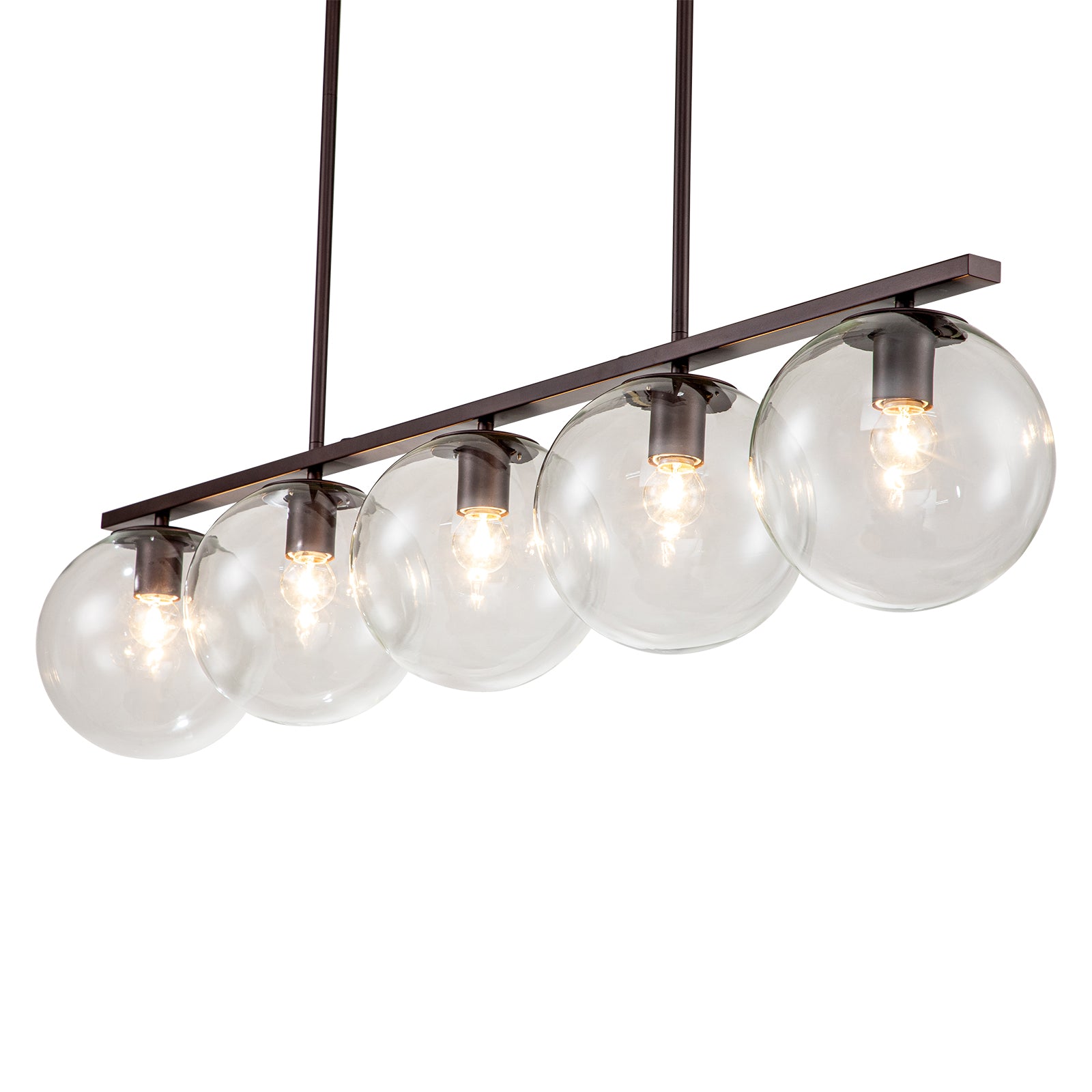 Glowlings 5-Light Modern Clear Glass Globe Linear Pendant Light