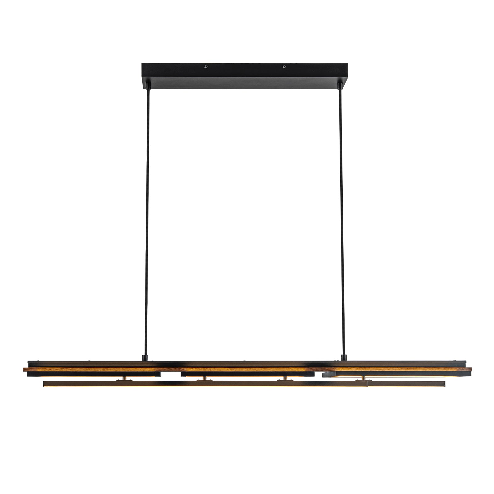 Glowlings 5-Light Modern 43"Wide Dark Walnut Rectangle LED Wood Pendant Light