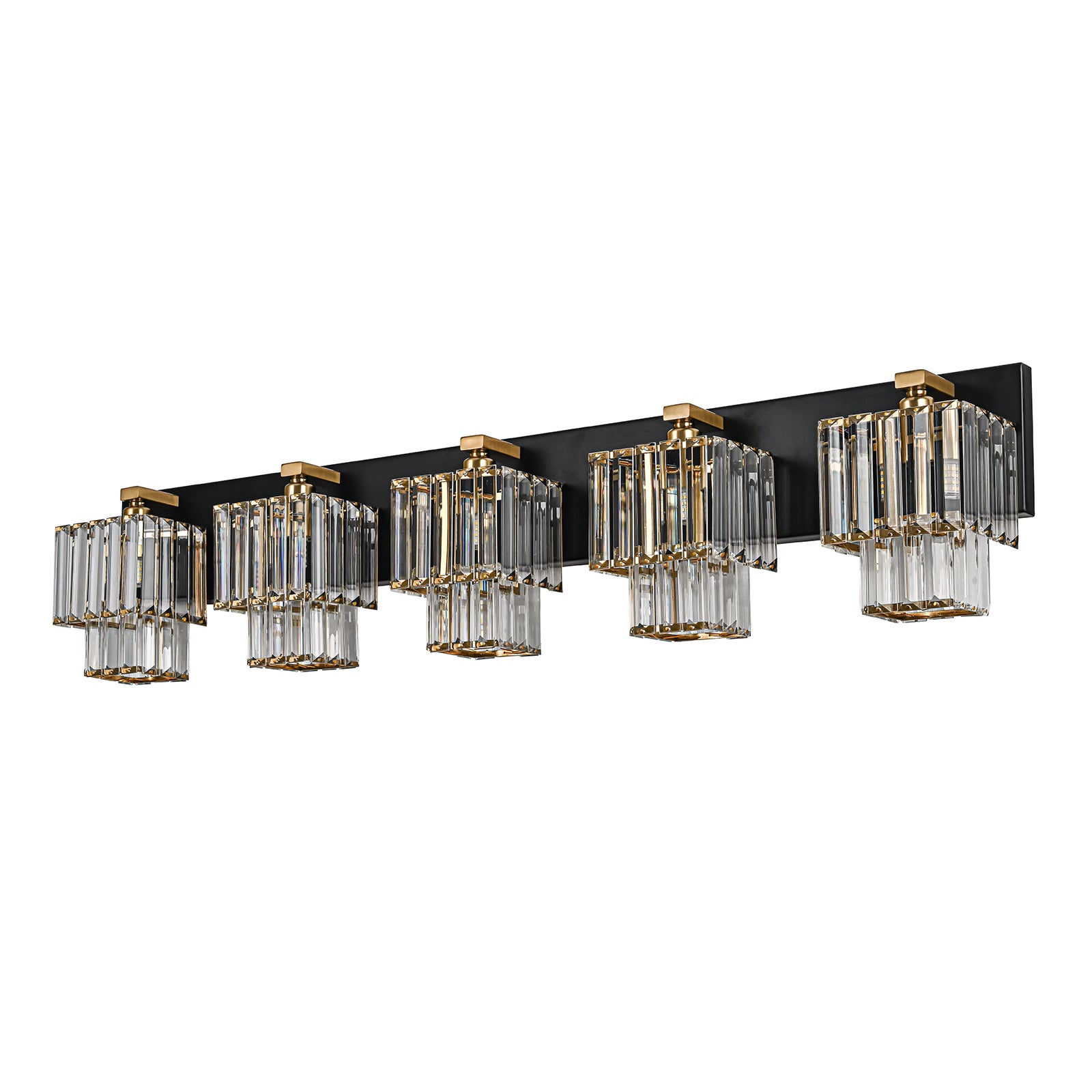 Glowlings 4/5-Light Modern Dimmable 2-Tier Crystal Bathroom Vanity Light