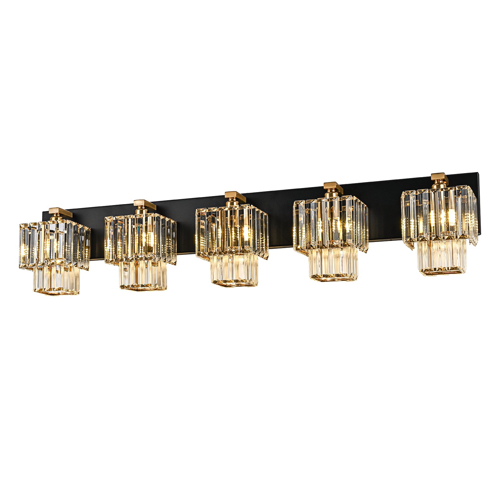 Glowlings 4/5-Light Modern Dimmable 2-Tier Crystal Bathroom Vanity Light