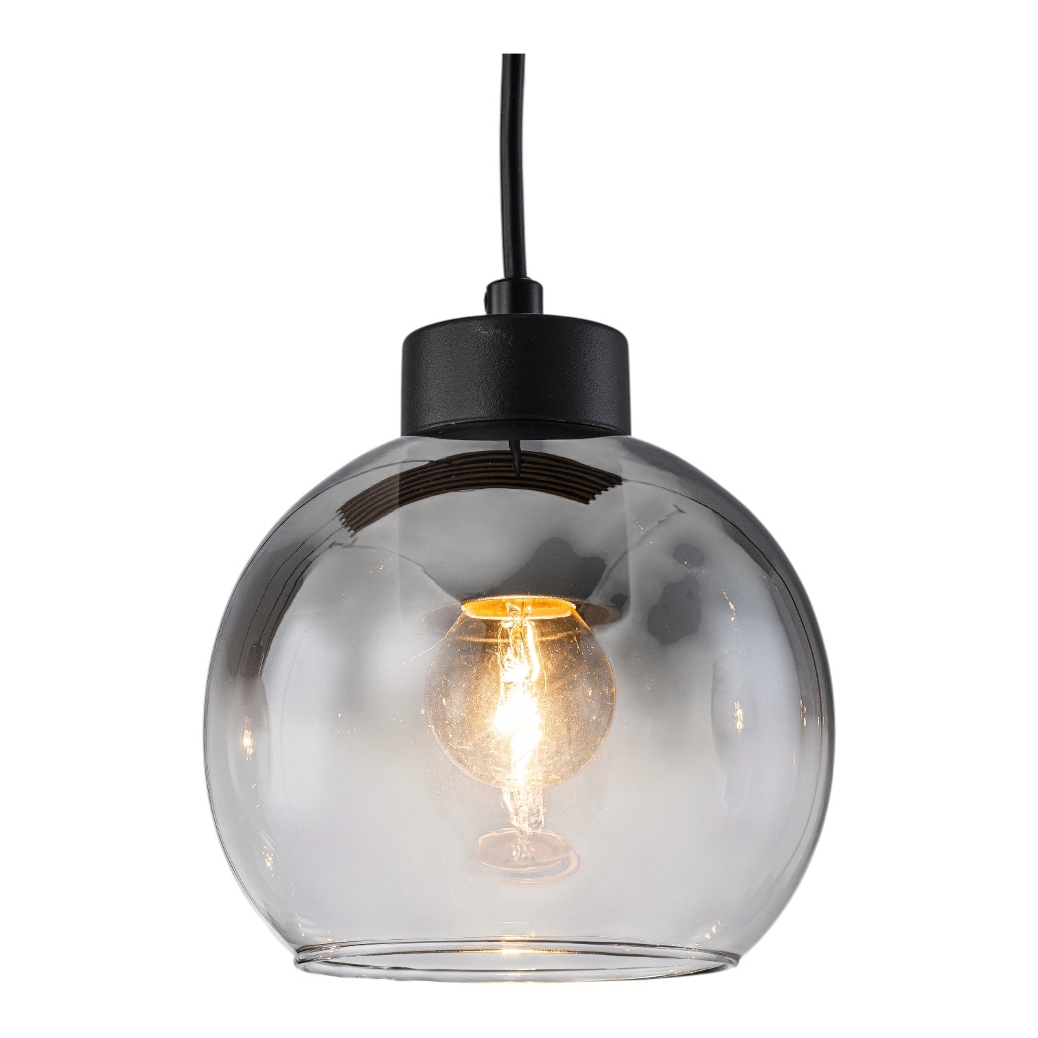 Glowlings 5-Light Modern Farmhouse Linear Wood Pendant Light Island Chandelier with Smoky Glass Globe Shades
