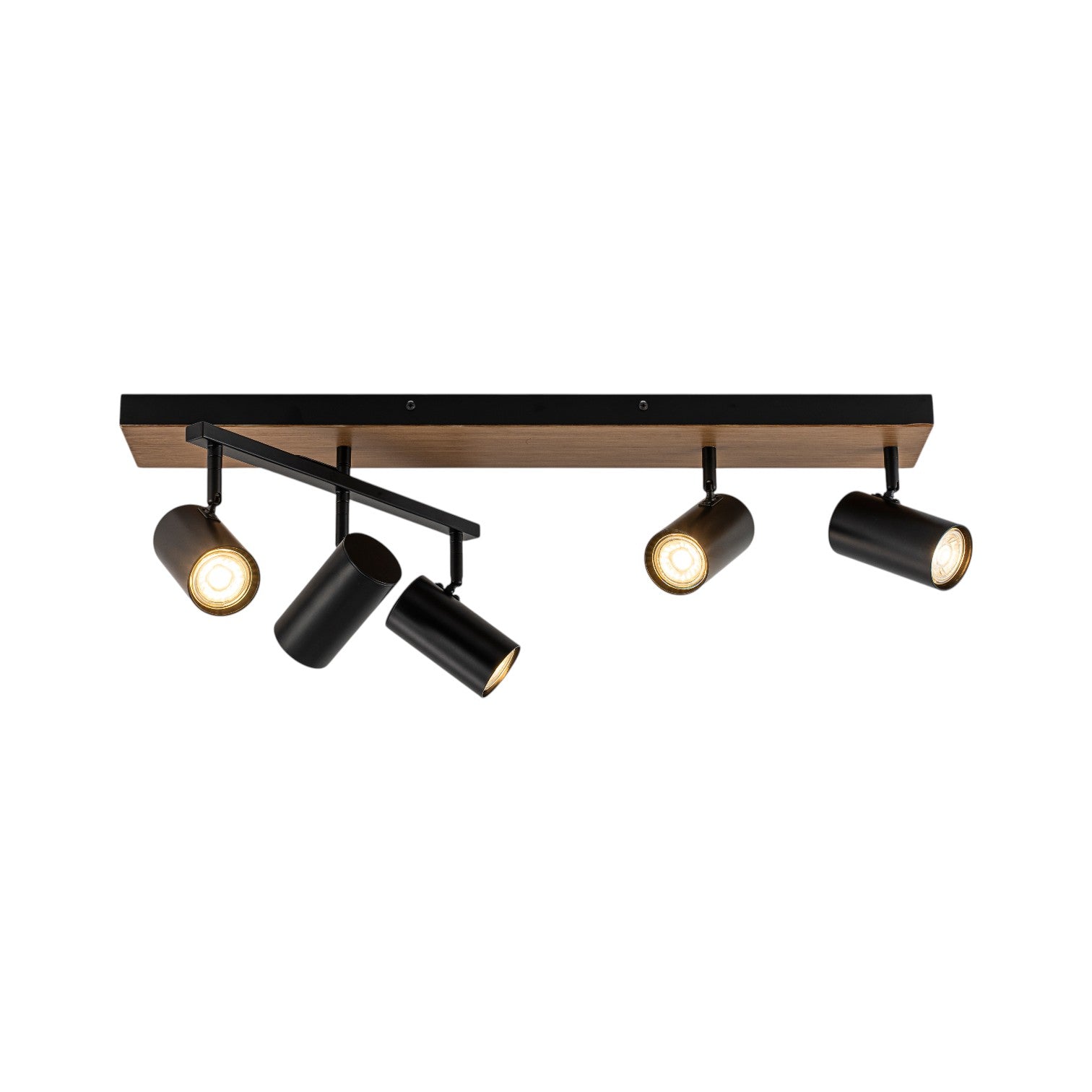 Glowlings 5-Light Modern Farmhouse 32"High Wood Grain Spotlight Track Lighting Kit Directional Flush Mount
