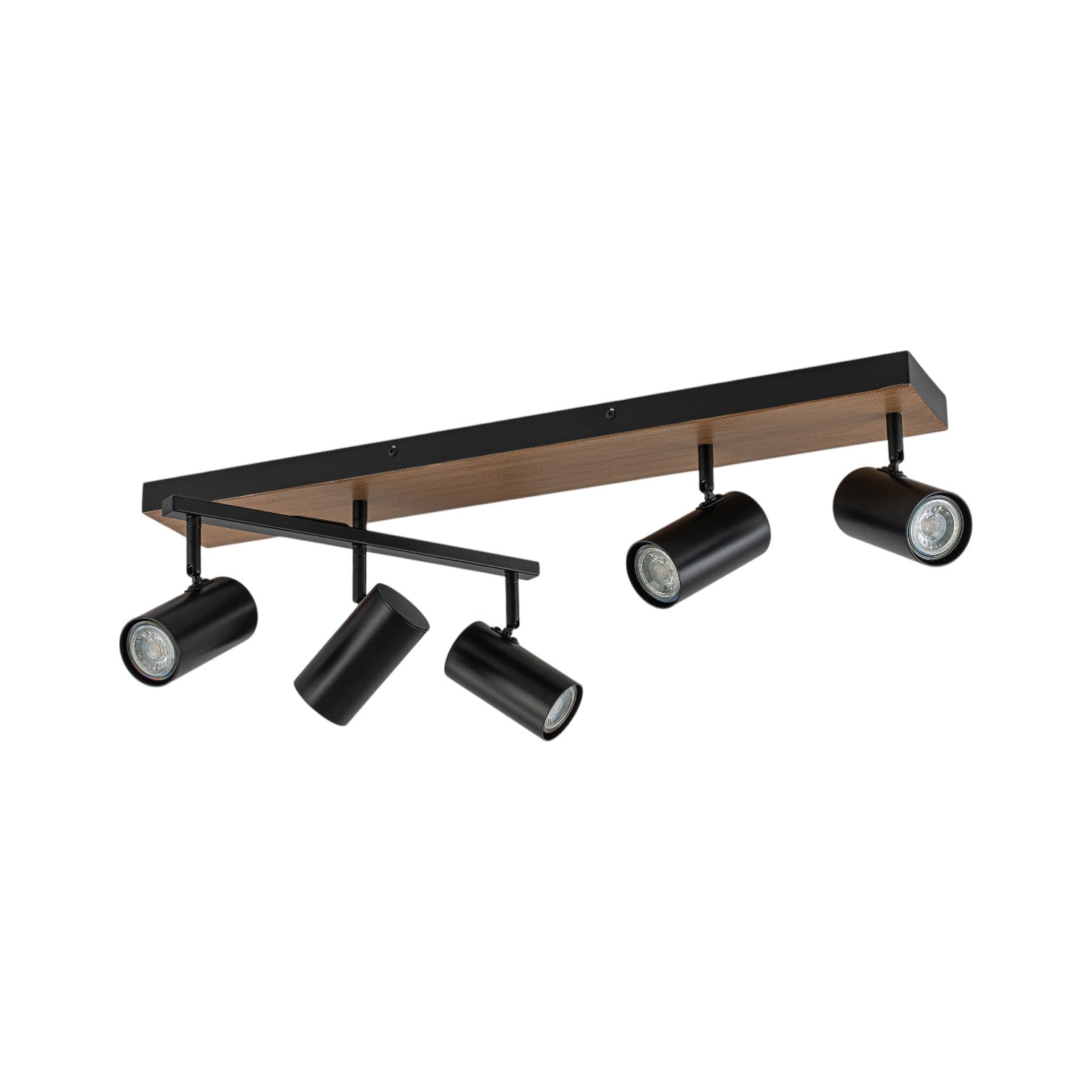 Glowlings 5-Light Modern Farmhouse 32"High Wood Grain Spotlight Track Lighting Kit Directional Flush Mount