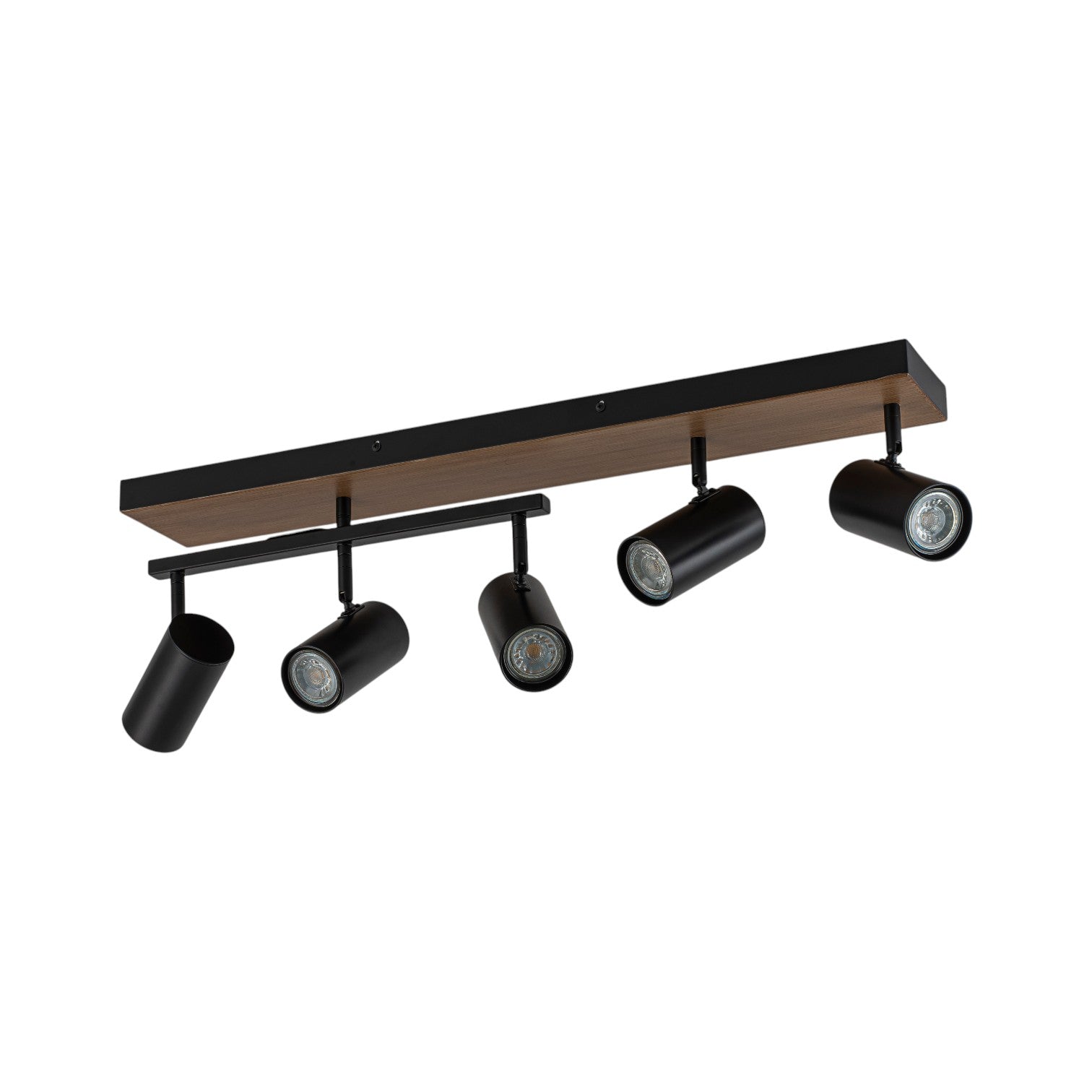 Glowlings 5-Light Modern Farmhouse 32"High Wood Grain Spotlight Track Lighting Kit Directional Flush Mount