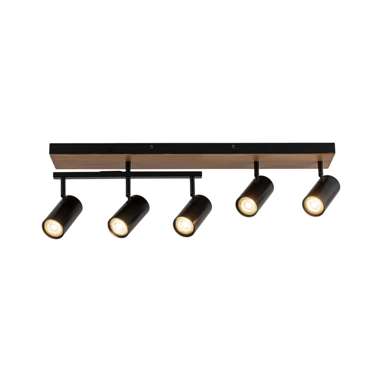 Glowlings 5-Light Modern Farmhouse 32"High Wood Grain Spotlight Track Lighting Kit Directional Flush Mount