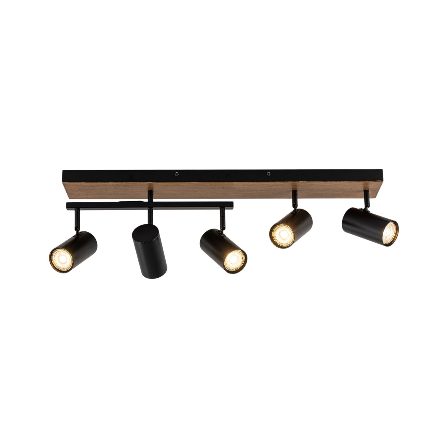 Glowlings 5-Light Modern Farmhouse 32"High Wood Grain Spotlight Track Lighting Kit Directional Flush Mount