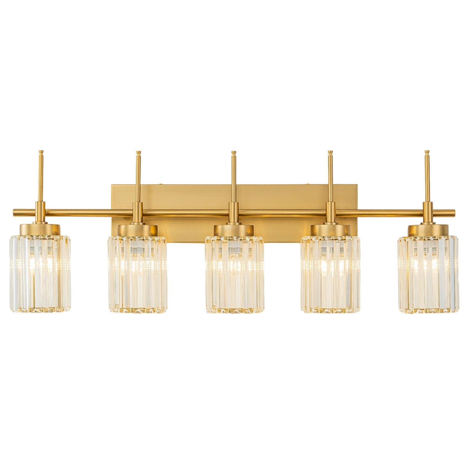 Glowlings 1/2/3/4/5-Light Modern Black/Gold Dimmable Round Crystal Bathroom Vanity Light