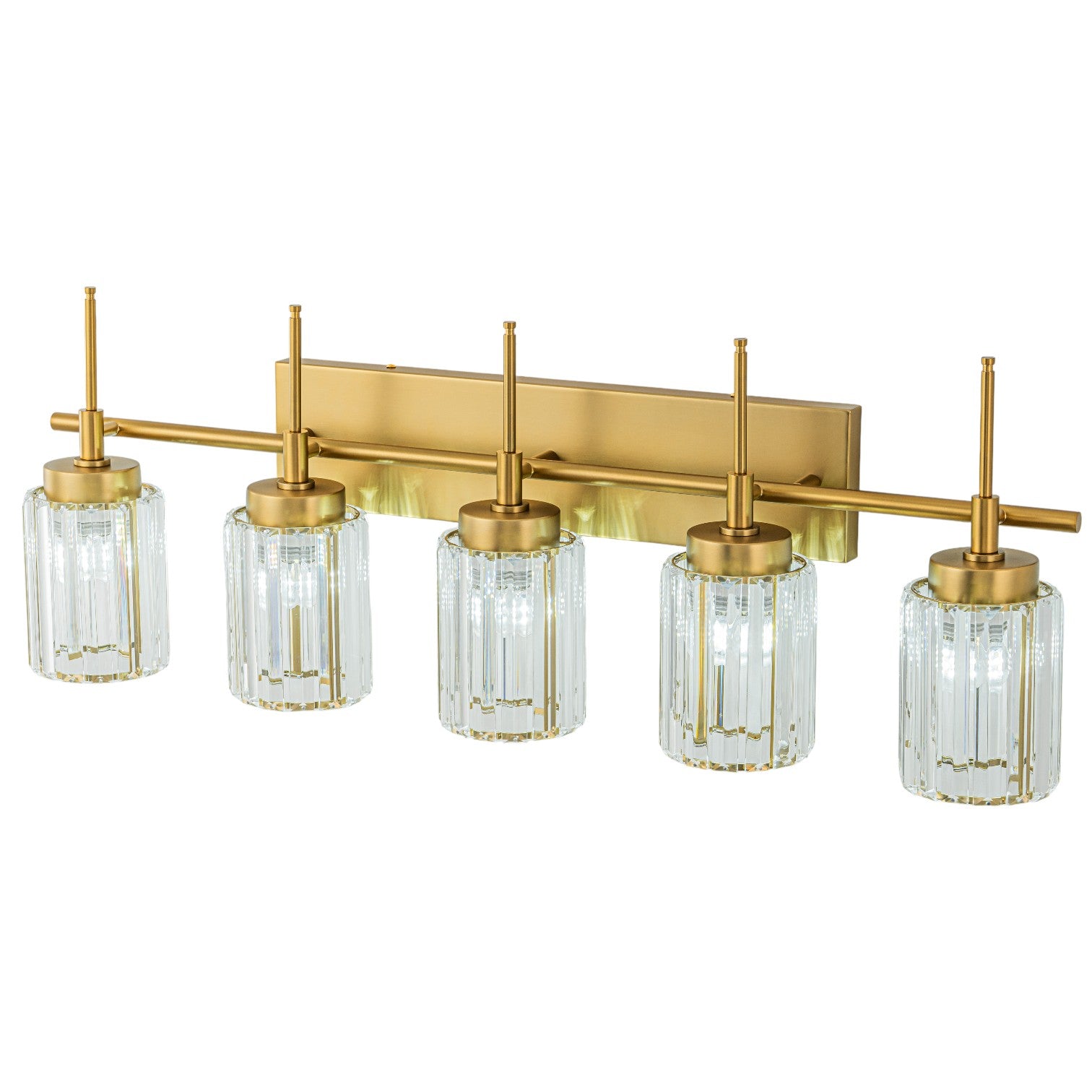 Glowlings 1/2/3/4/5-Light Modern Black/Gold Dimmable Round Crystal Bathroom Vanity Light