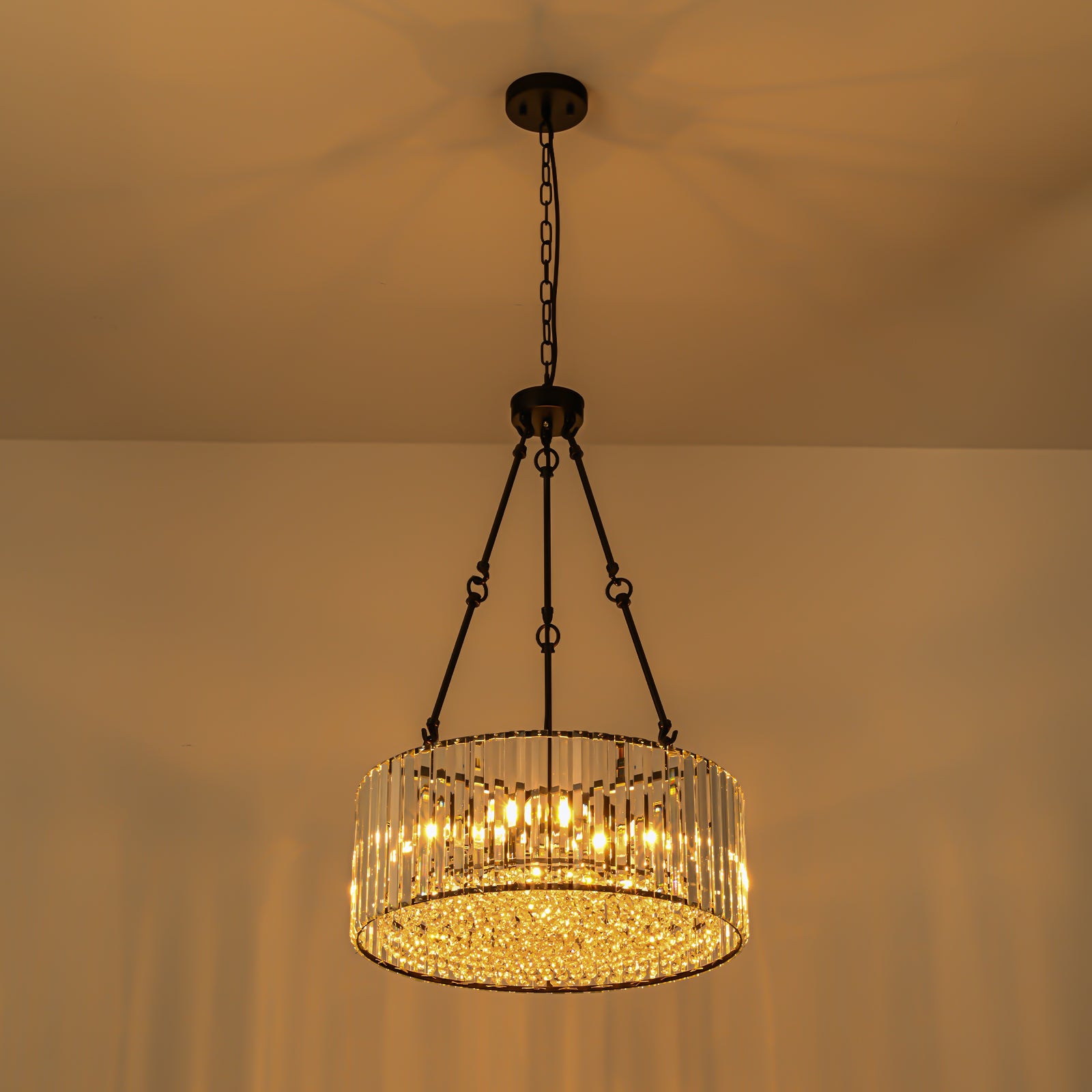 Glowlings 5-Light Glam 20"Wide Round Black Crystal Chandelier