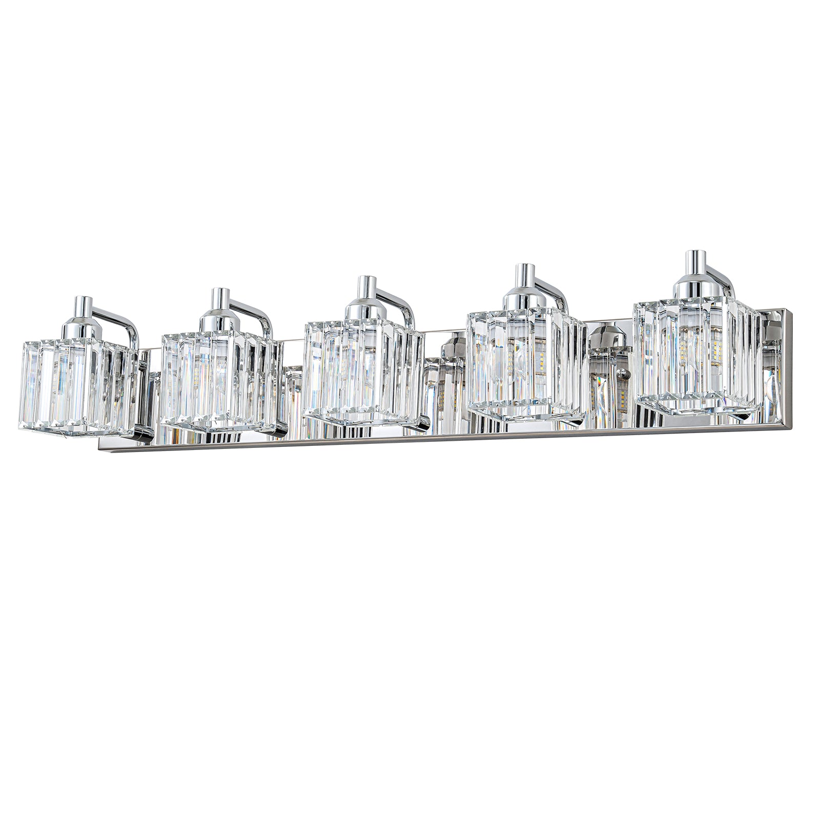 Glowlings 2/3/4/5-Light Modern Sqaure Crystal Bath Vanity Wall Sconce Bathroom Lighting Source