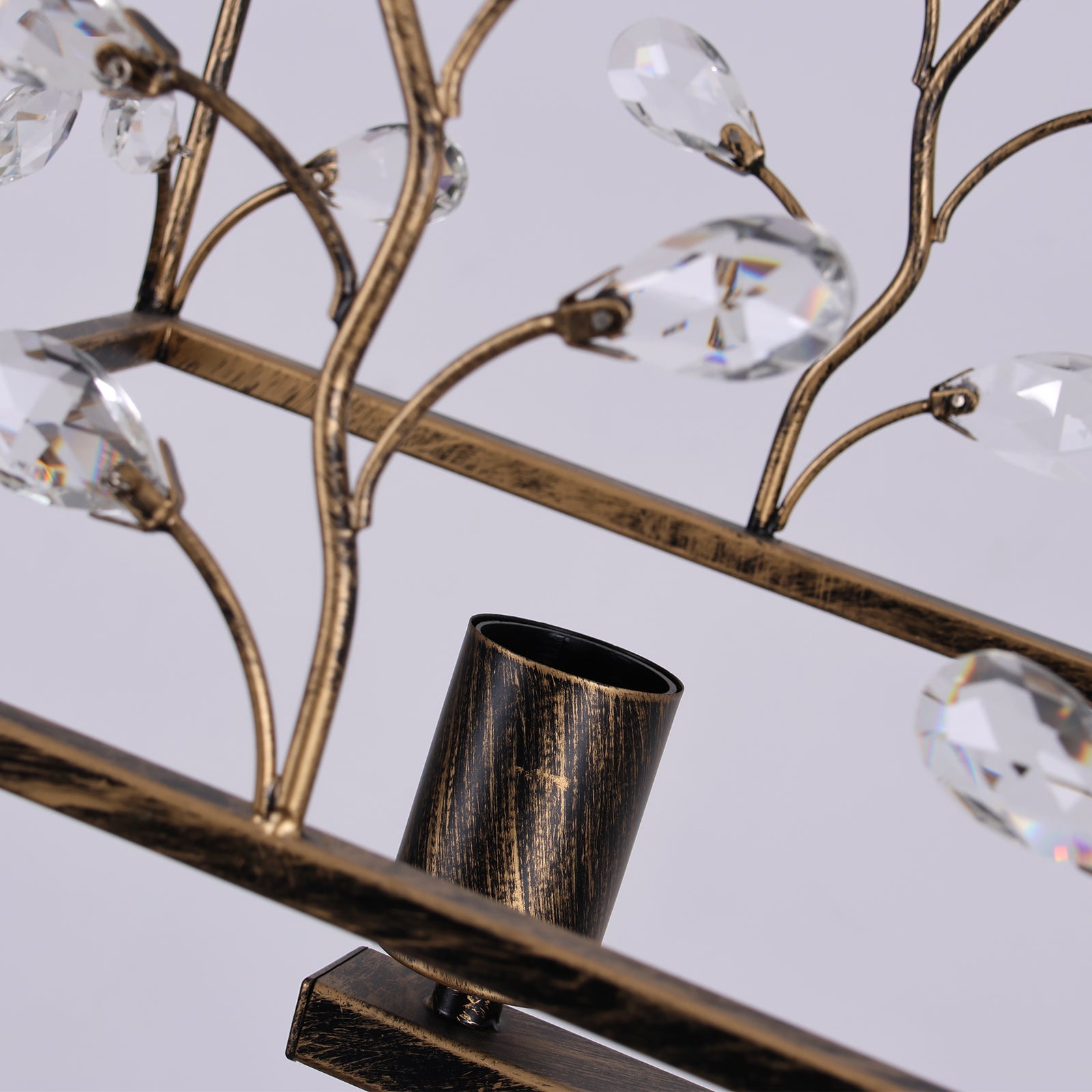Glowlings 5-Light Retro 35"Wide Large Bronze Branches Rectangle Linear Crystal Chandelier