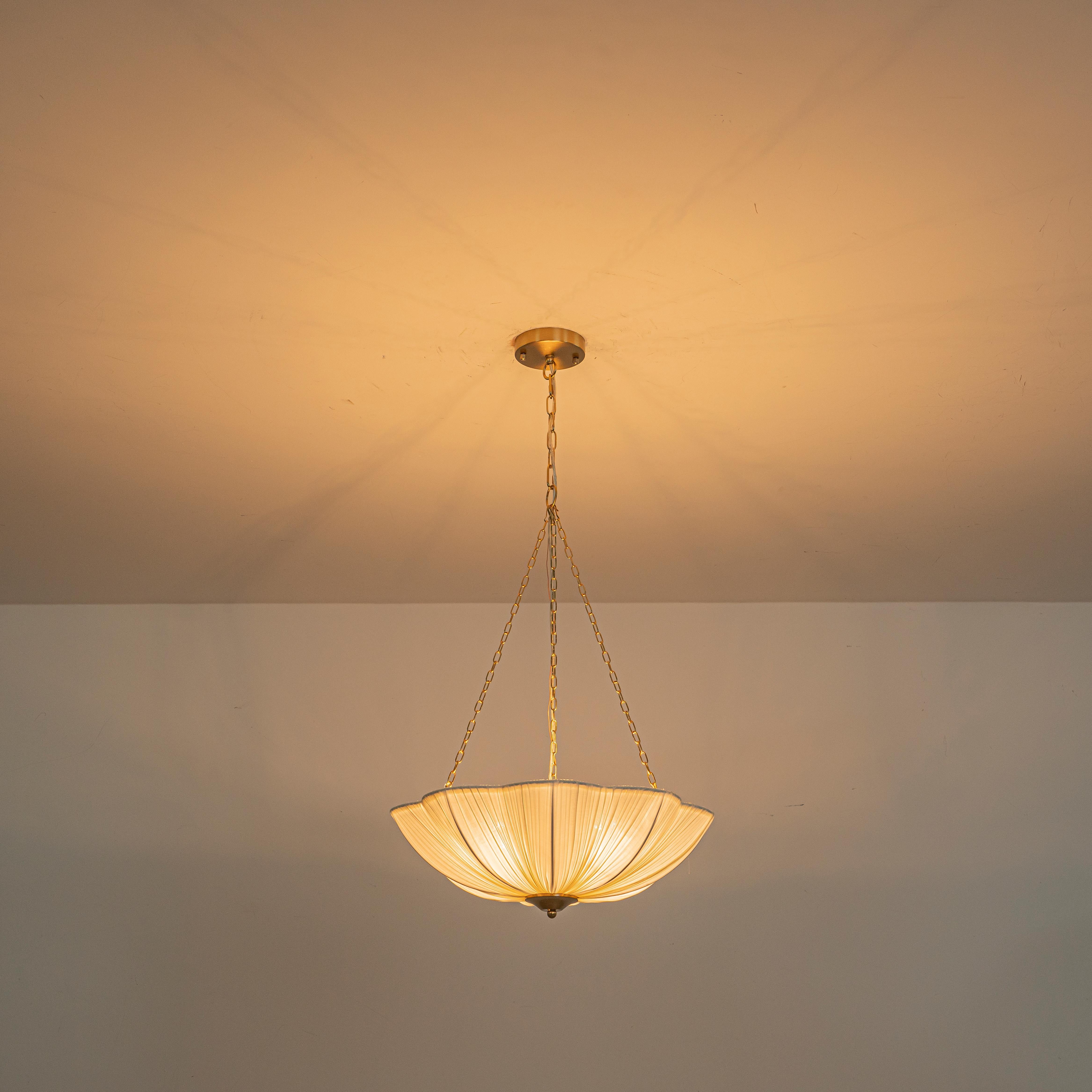 Glowlings 5-Light Modern 24"Wide Textured White Fabric Flower Shape Chandelier