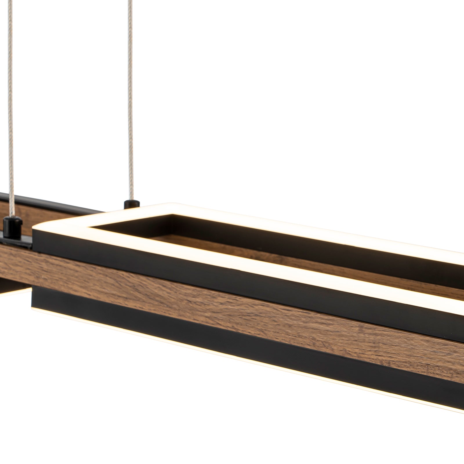 Glowlings 5-Light Modern 47"Wide Rectangle LED Linear Wood Pendant Light