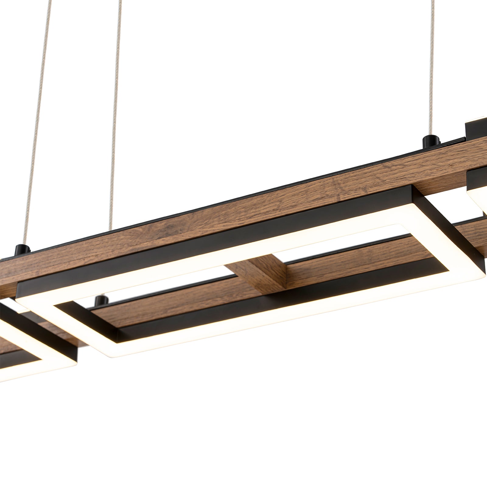 Glowlings 5-Light Modern 47"Wide Rectangle LED Linear Wood Pendant Light