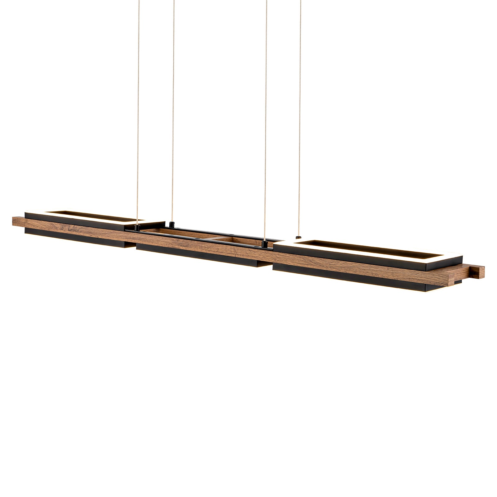 Glowlings 5-Light Modern 47"Wide Rectangle LED Linear Wood Pendant Light