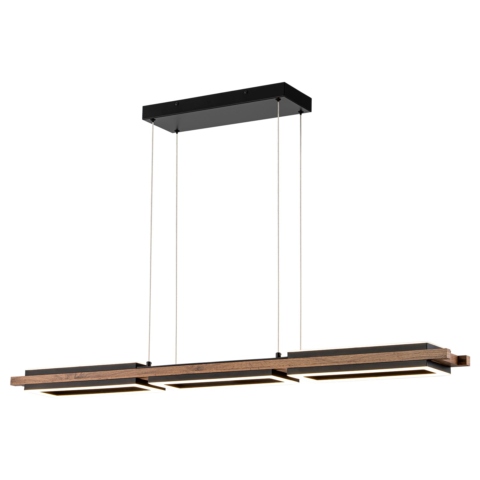 Glowlings 5-Light Modern 47"Wide Rectangle LED Linear Wood Pendant Light