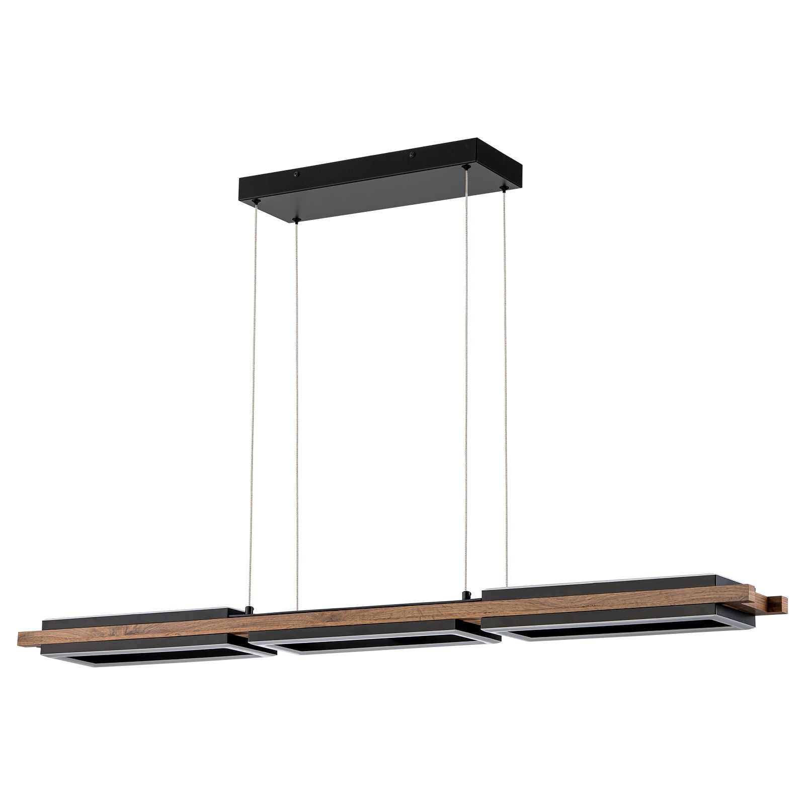 Glowlings 5-Light Modern 47"Wide Rectangle LED Linear Wood Pendant Light