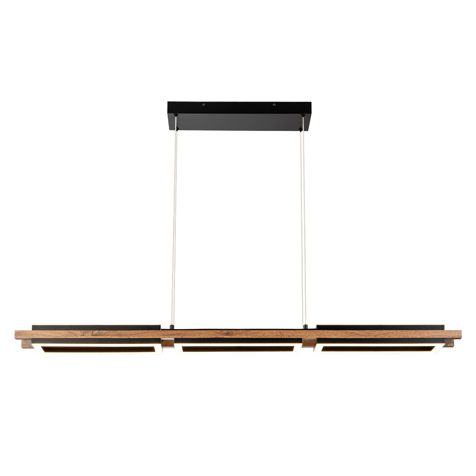 Glowlings 5-Light Modern 47"Wide Rectangle LED Linear Wood Pendant Light