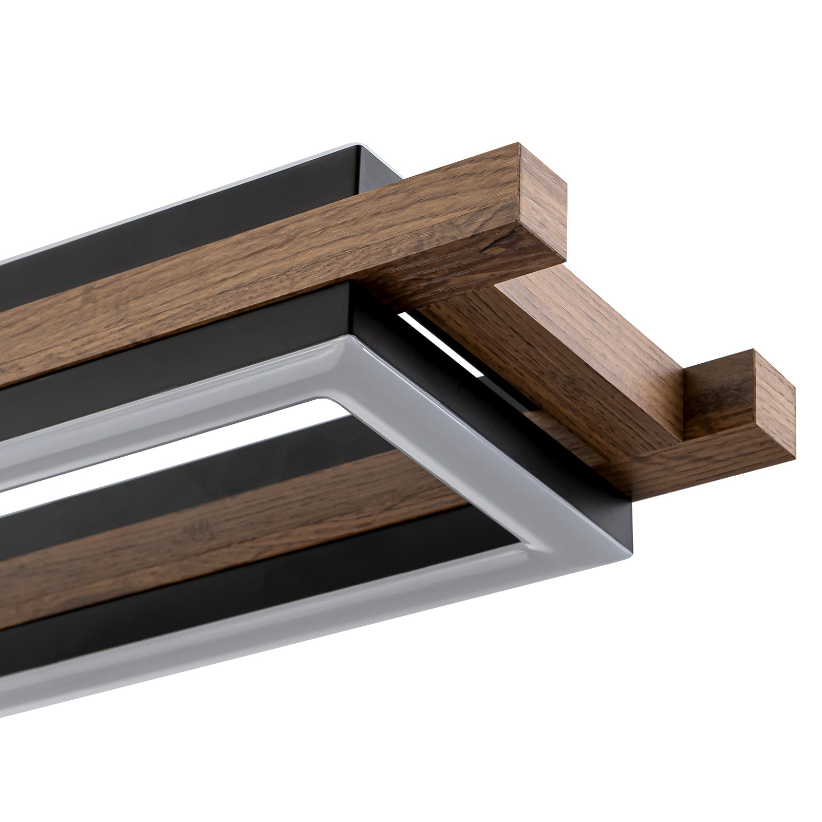 Glowlings 5-Light Modern 47"Wide Rectangle LED Linear Wood Pendant Light