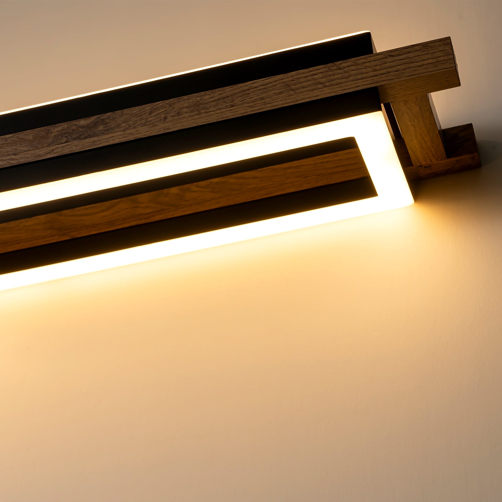 Glowlings 5-Light Modern 47"Wide Rectangle LED Linear Wood Pendant Light
