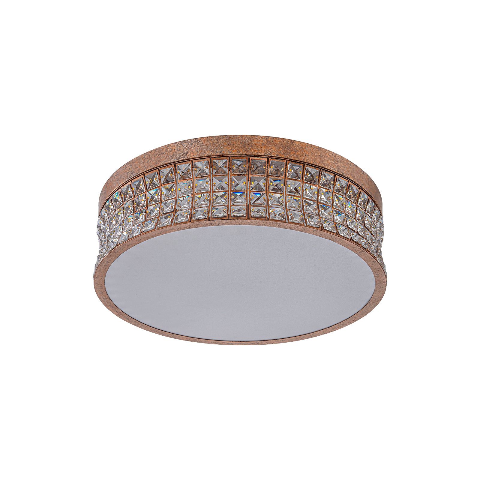 Glowlings 5-Light Vintage 19"Wide Round Antique Brass LED Crystal Flush Mount Ceiling Light