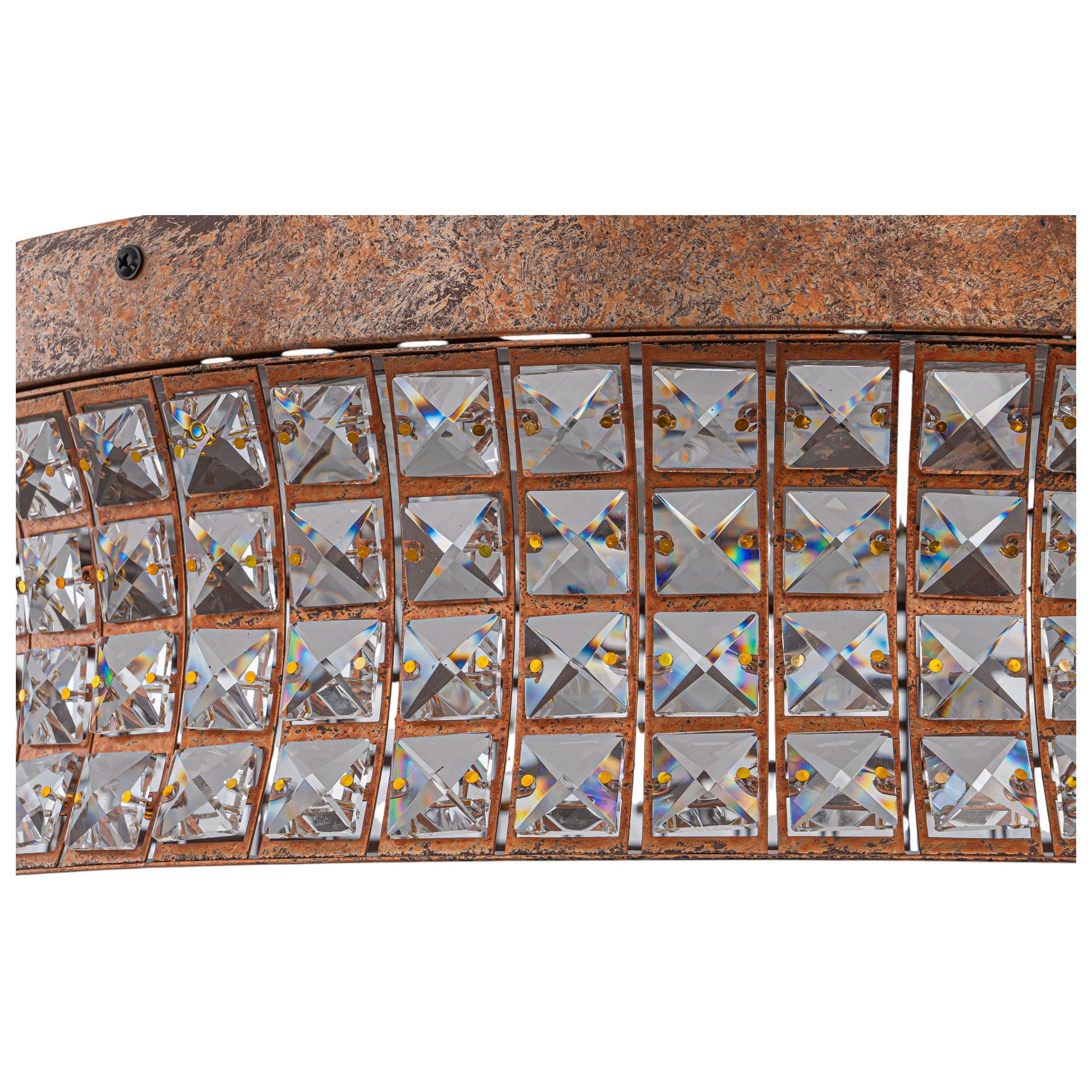 Glowlings 5-Light Vintage 19"Wide Round Antique Brass LED Crystal Flush Mount Ceiling Light