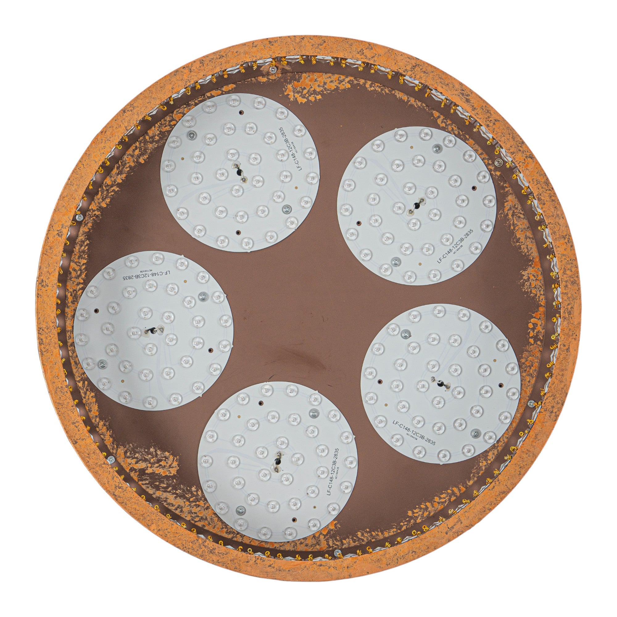 Glowlings 5-Light Vintage 19"Wide Round Antique Brass LED Crystal Flush Mount Ceiling Light