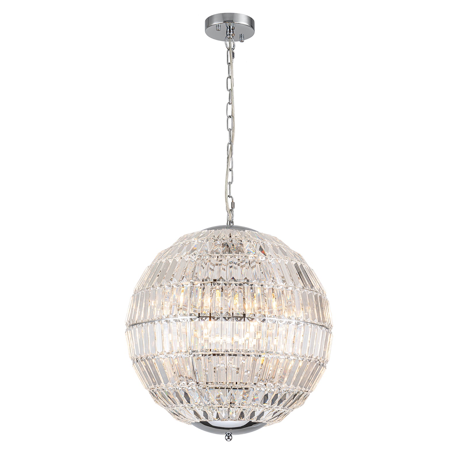 Glowlings 6-Light Glam Modern Chrome Sphere Small Crystal Chandelier