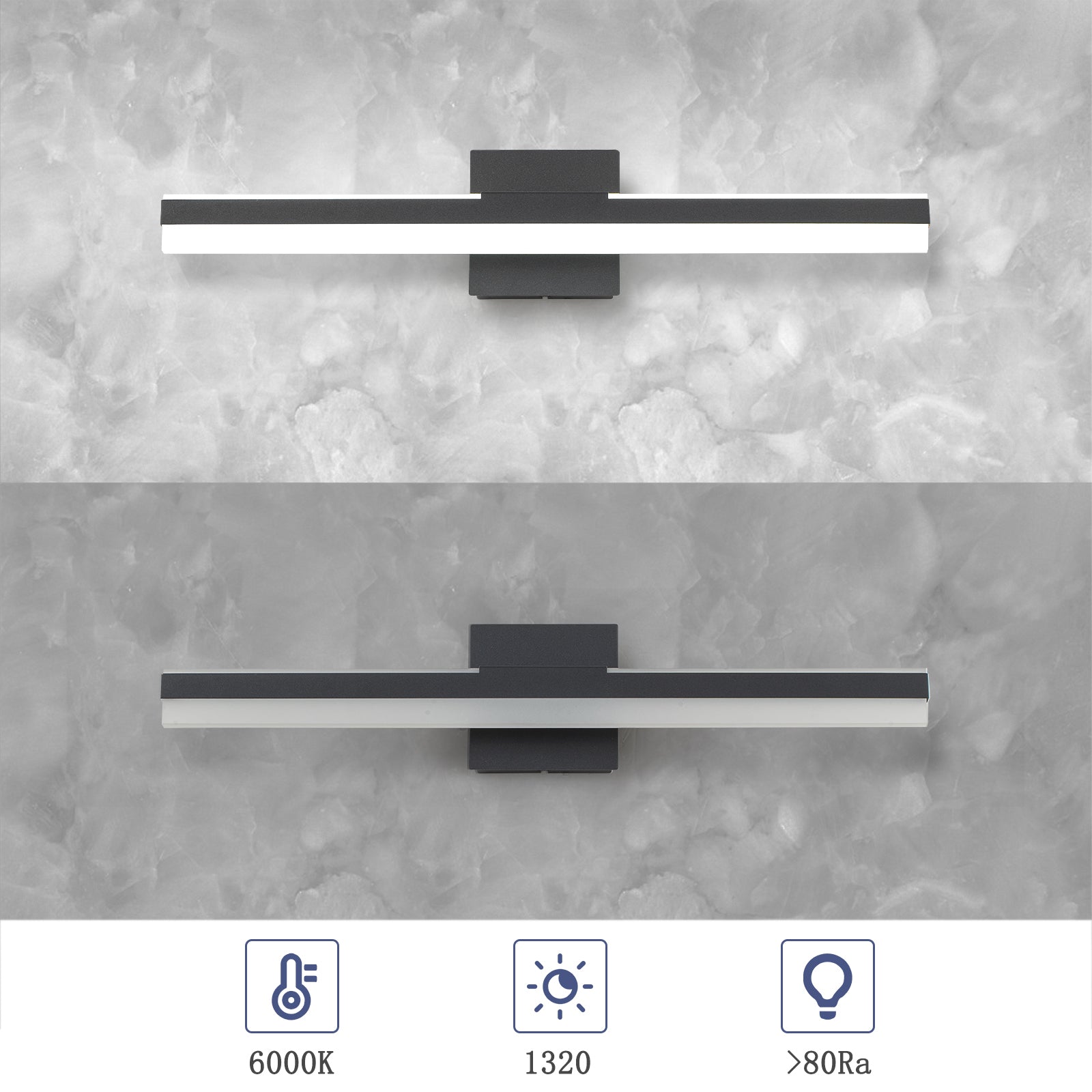 Glowings 1-Light Modern 24"Wide 6000K Dimmable LED Bathroom Vanity Light