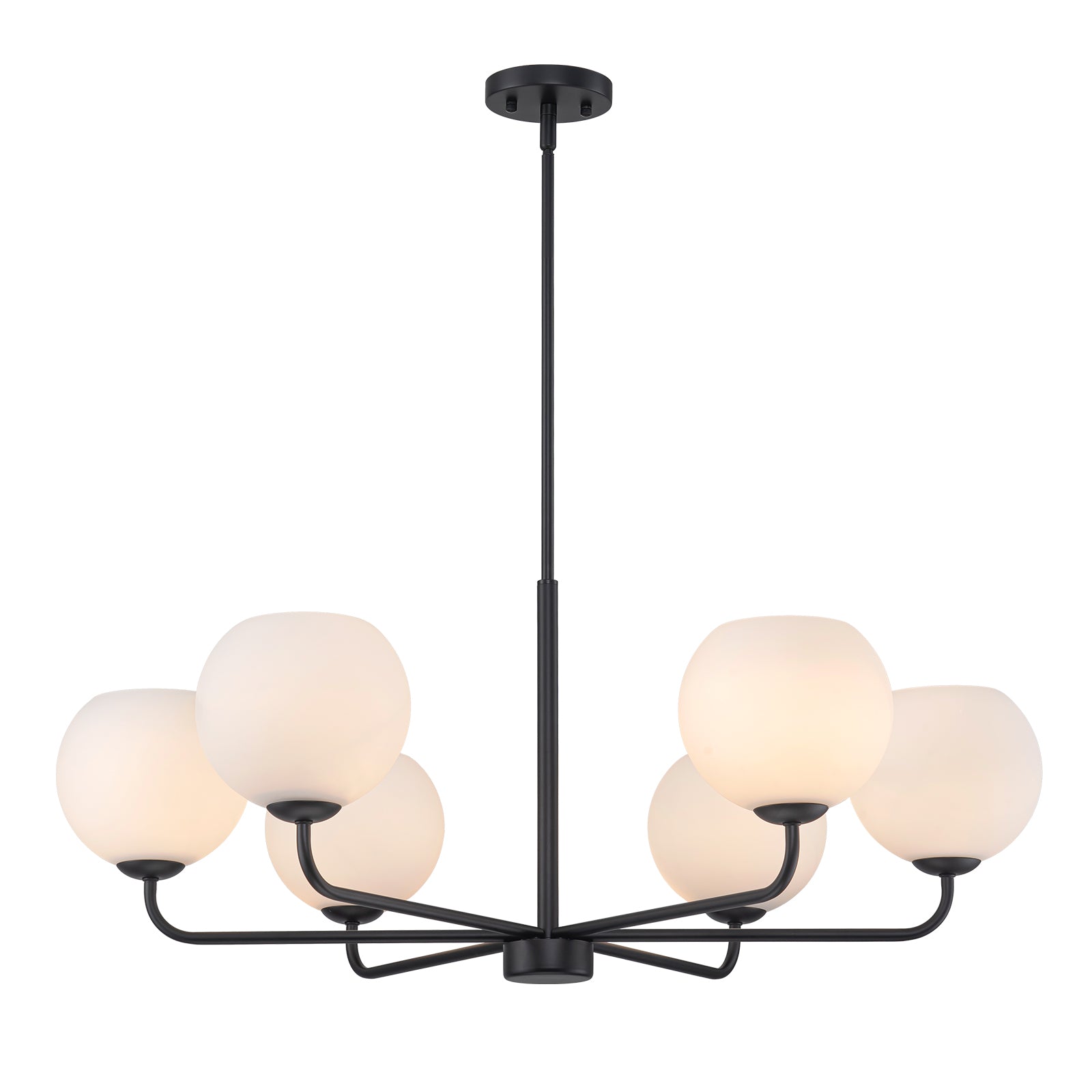 Glowlings 6-Light Contemporary 35"Wide Large Opal Glass Sputnik Chandelier