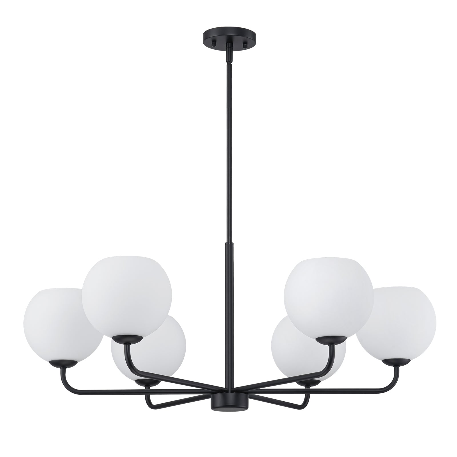 Glowlings 6-Light Contemporary 35"Wide Large Opal Glass Sputnik Chandelier