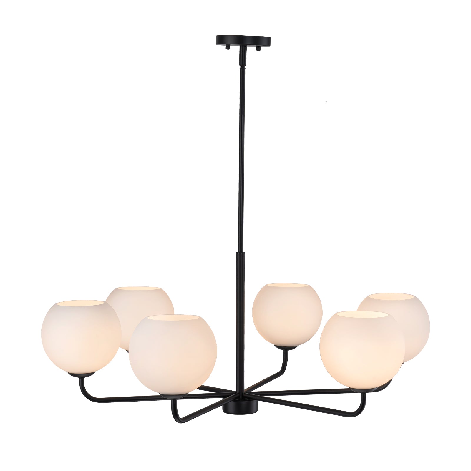 Glowlings 6-Light Contemporary 35"Wide Large Opal Glass Sputnik Chandelier