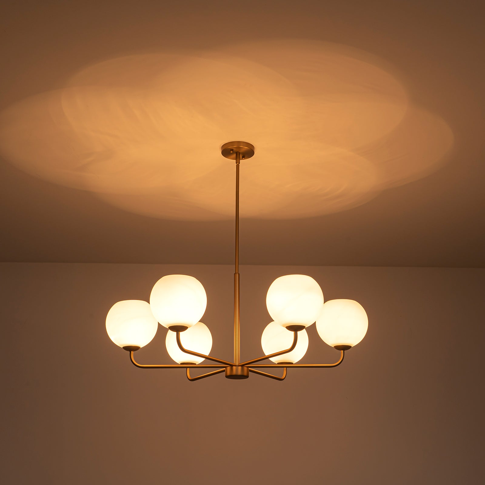 Glowlings 6-Light Contemporary 35"Wide Large Opal Glass Sputnik Chandelier